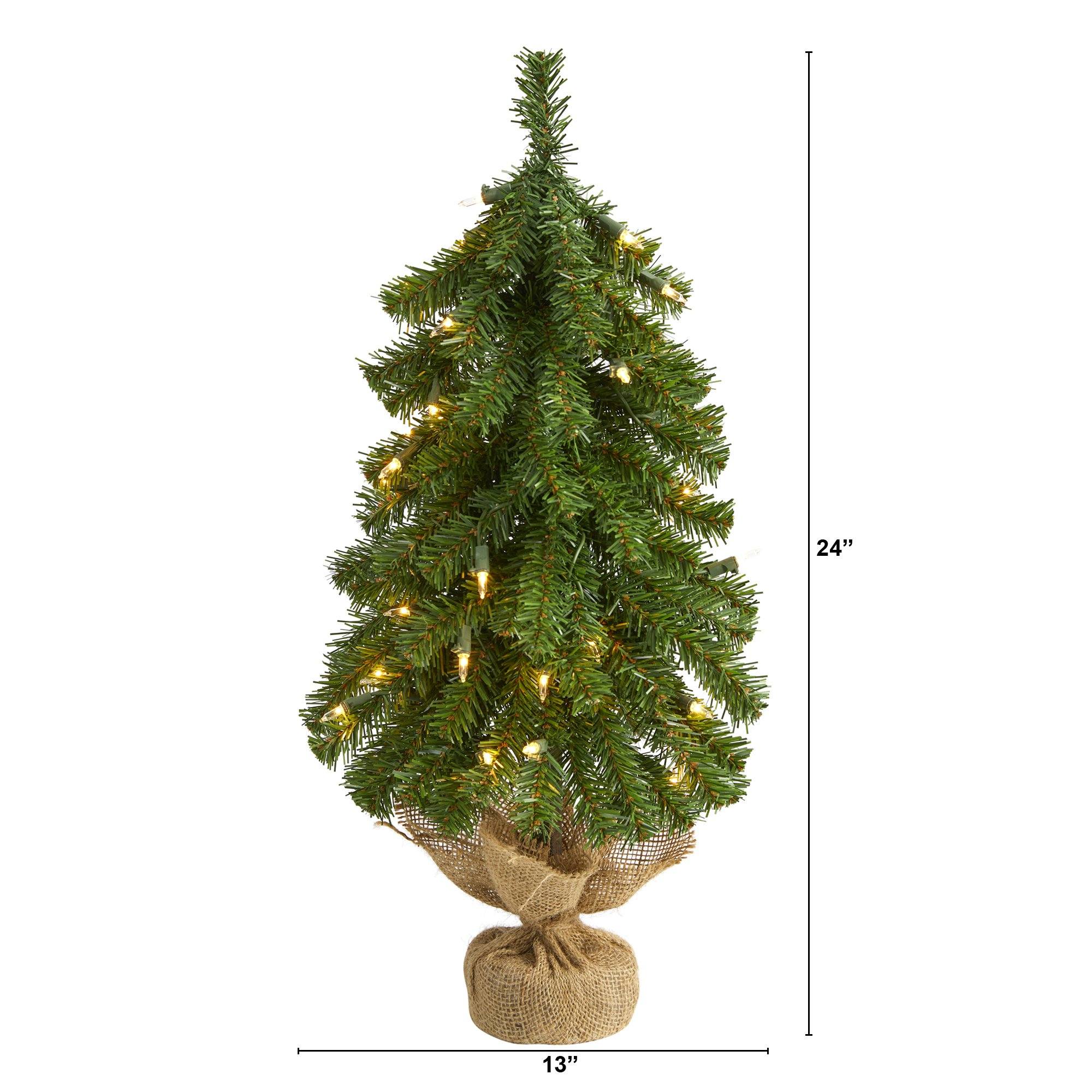 2’ Alpine Artificial Christmas Tree with 35 Lights, 92 Bendable Branches and a Burlap Planter - Image 2
