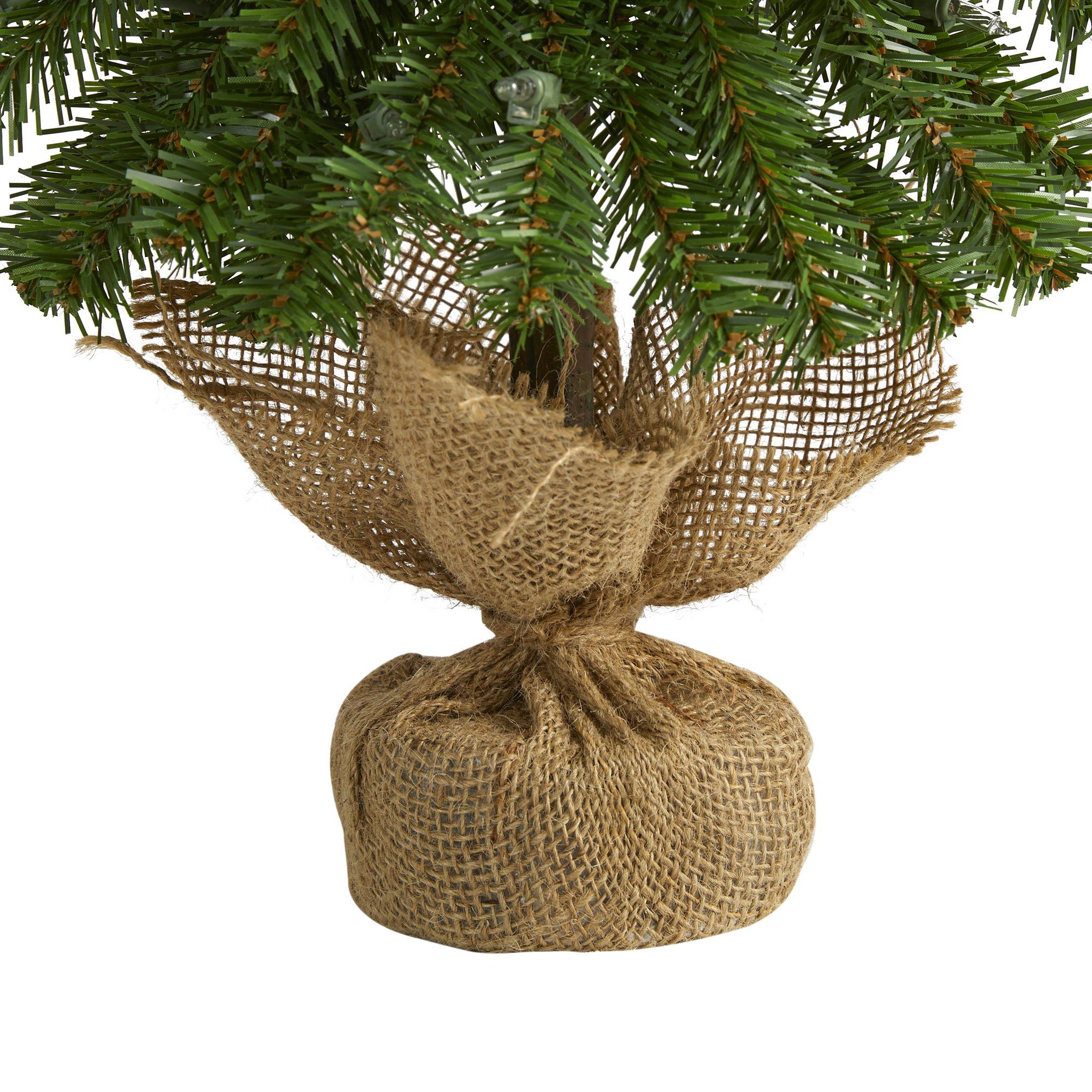2’ Alpine Artificial Christmas Tree with 35 Lights, 92 Bendable Branches and a Burlap Planter - Image 4