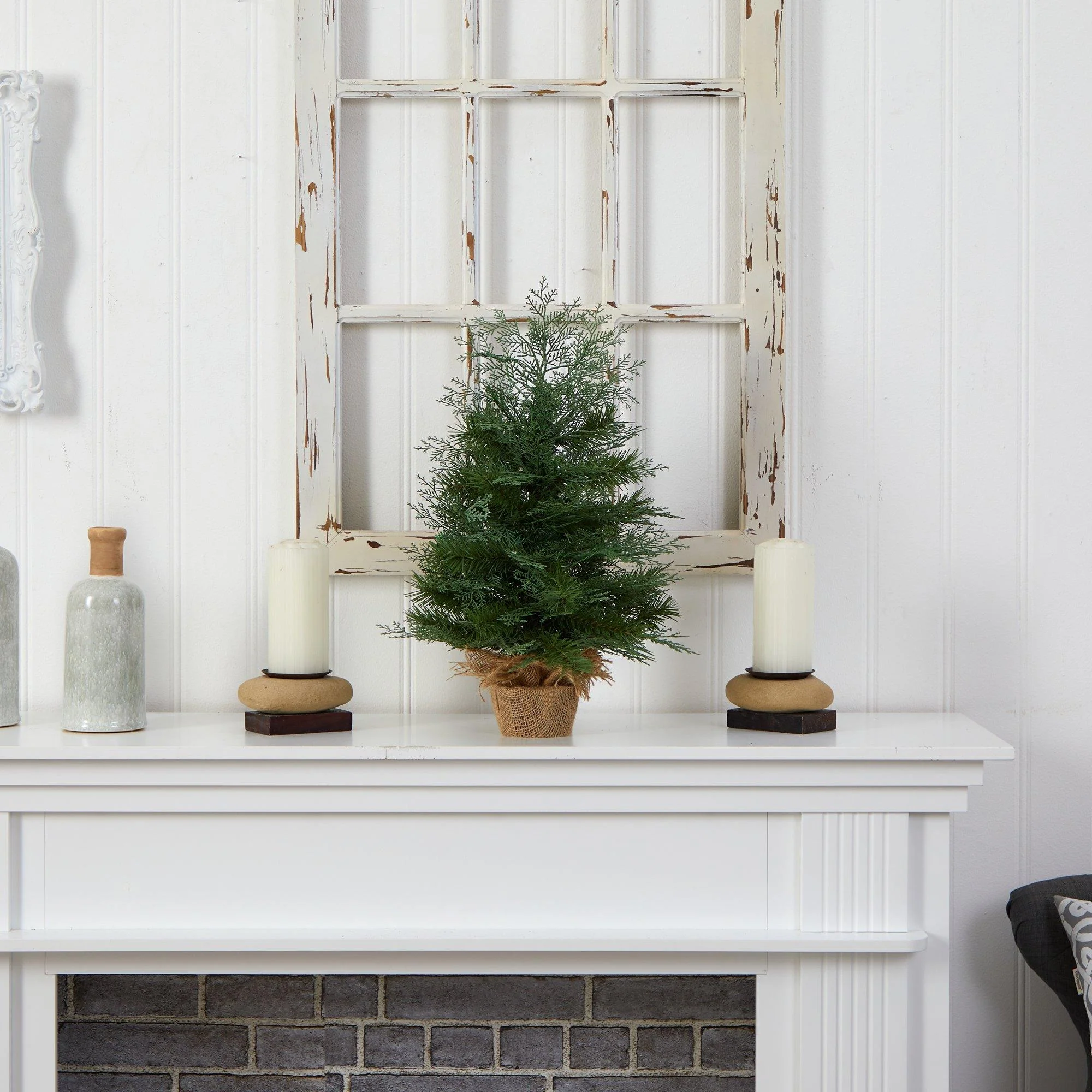 2’ Artificial Christmas Tree in Burlap Base with 35 Warm White LED Lights - Image 7