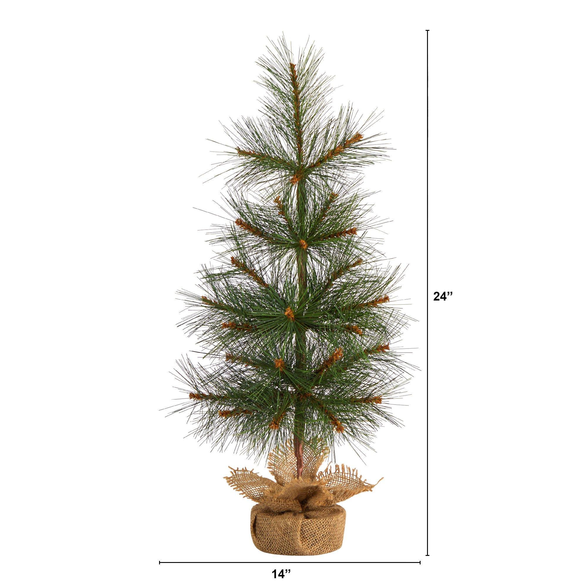 2’ Artificial Christmas Tree Set in a Burlap Base - Image 2