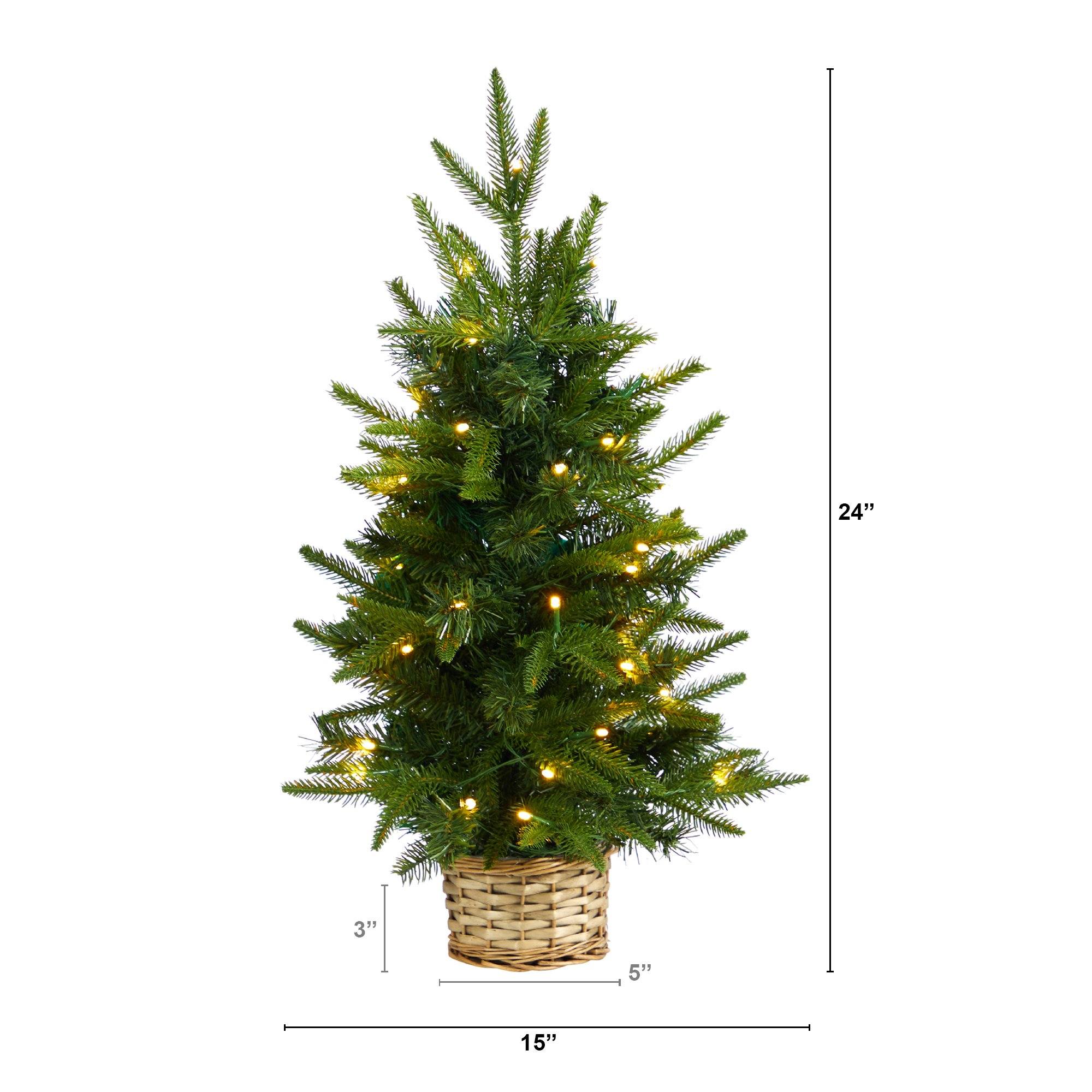 2’ Artificial Christmas Tree with 35 Clear LED Lights in Decorative Basket - Image 2