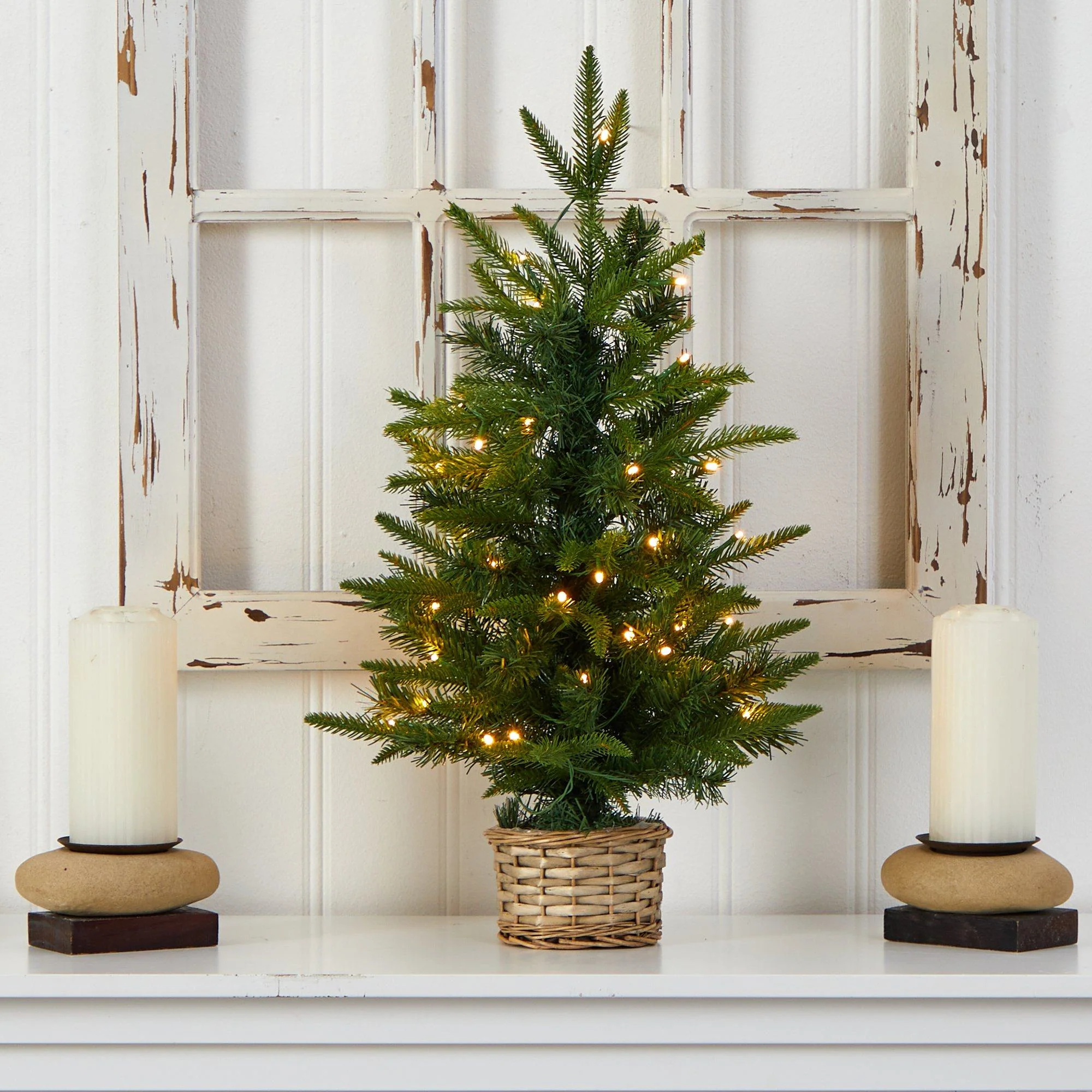 2’ Artificial Christmas Tree with 35 Clear LED Lights in Decorative Basket - Image 4