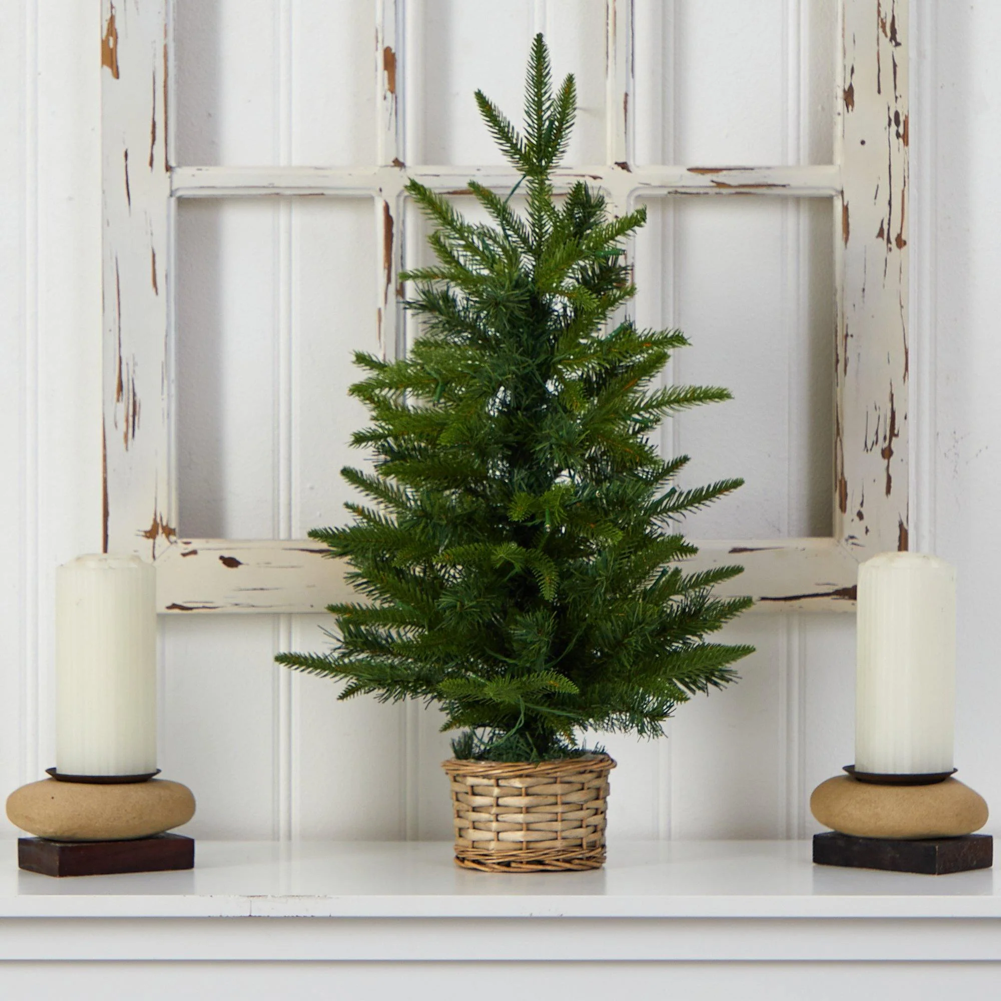 2’ Artificial Christmas Tree with 35 Clear LED Lights in Decorative Basket - Image 5