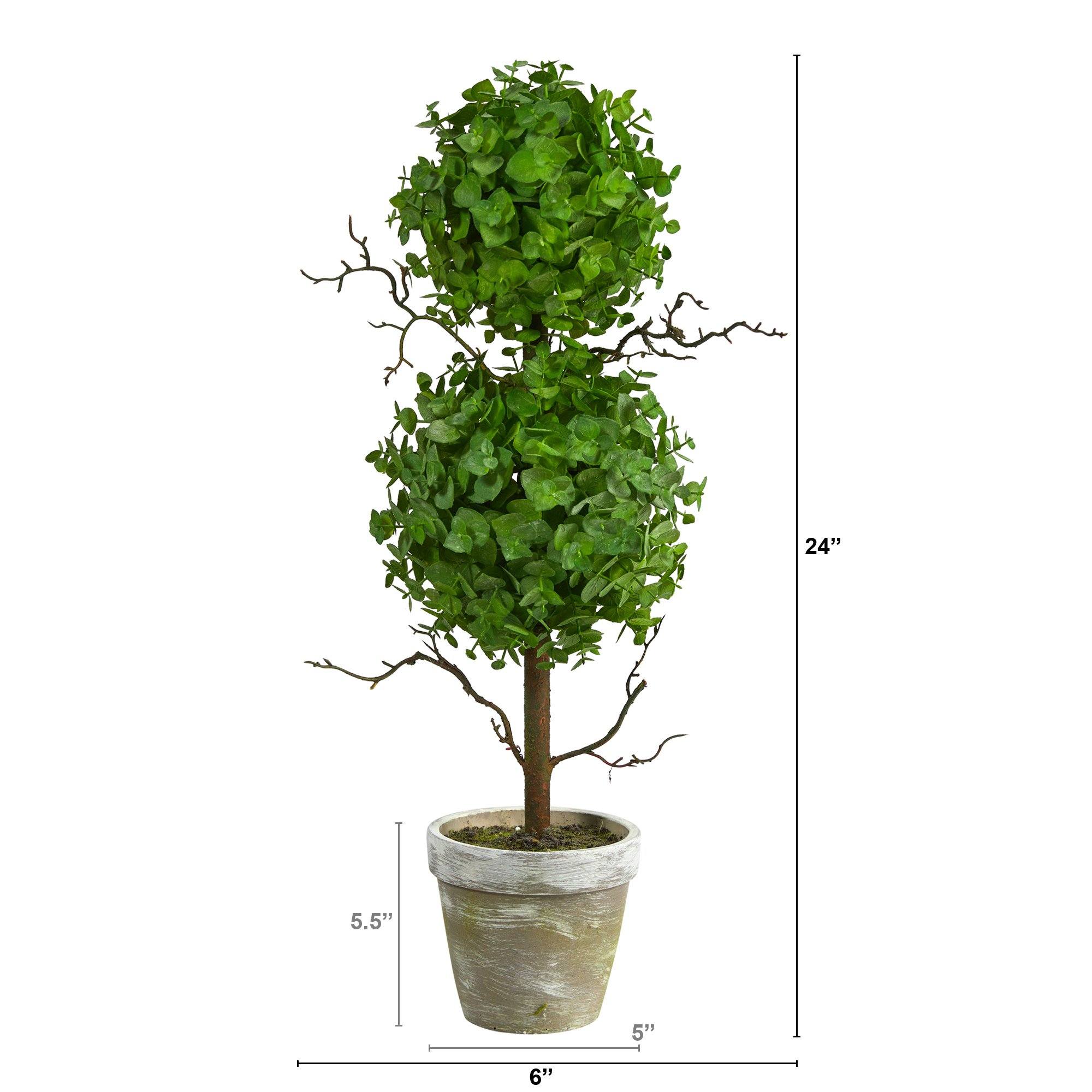 2’ Eucalyptus Double Ball Topiary Artificial Tree - Image 2