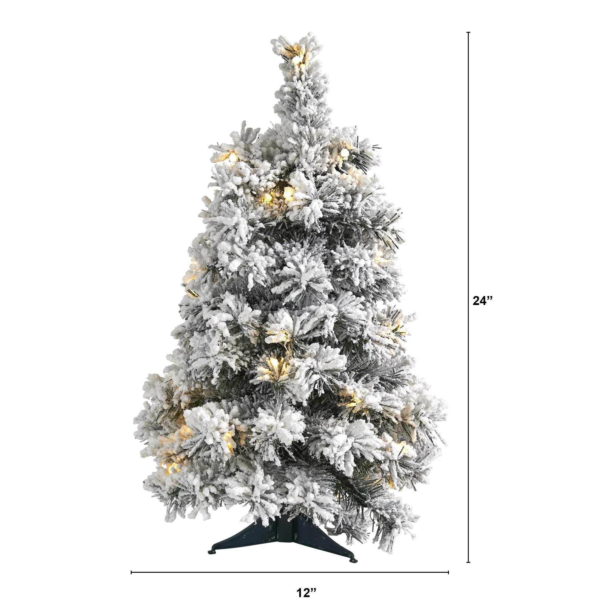 2’ Flocked Artificial Christmas Tree with 30 Clear LED Lights - Image 2