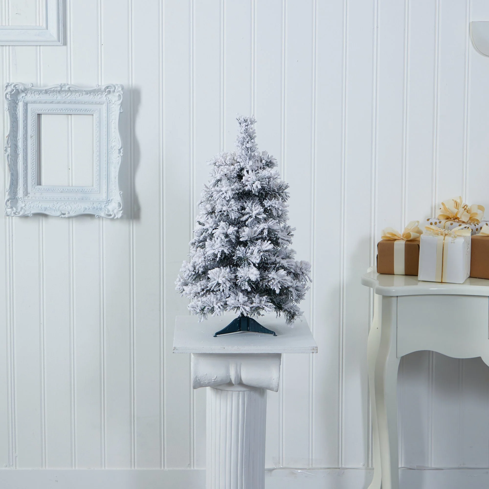 2’ Flocked Artificial Christmas Tree with 30 Clear LED Lights - Image 5