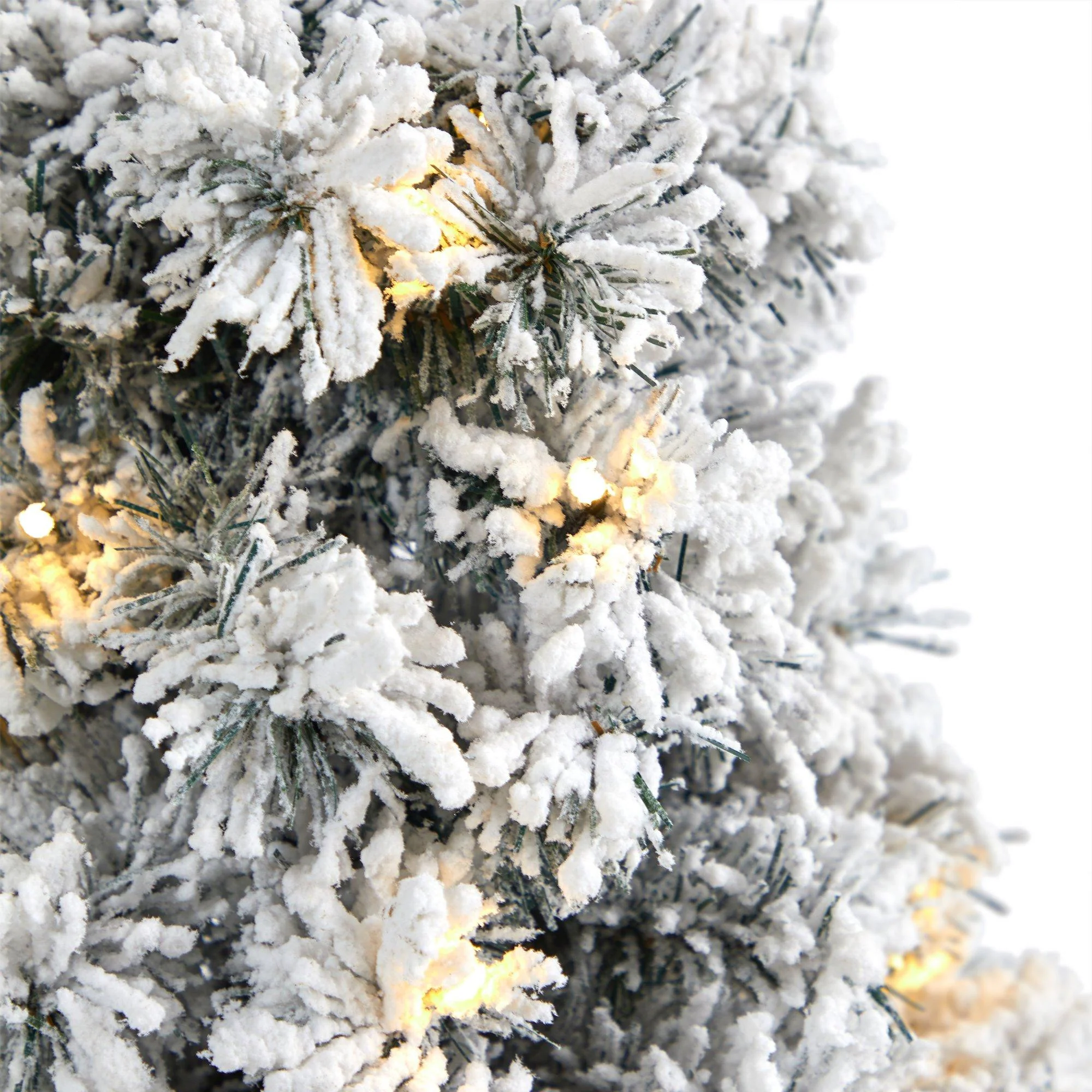 2’ Flocked Artificial Christmas Tree with 30 Clear LED Lights in Burgundy Vase - Image 4