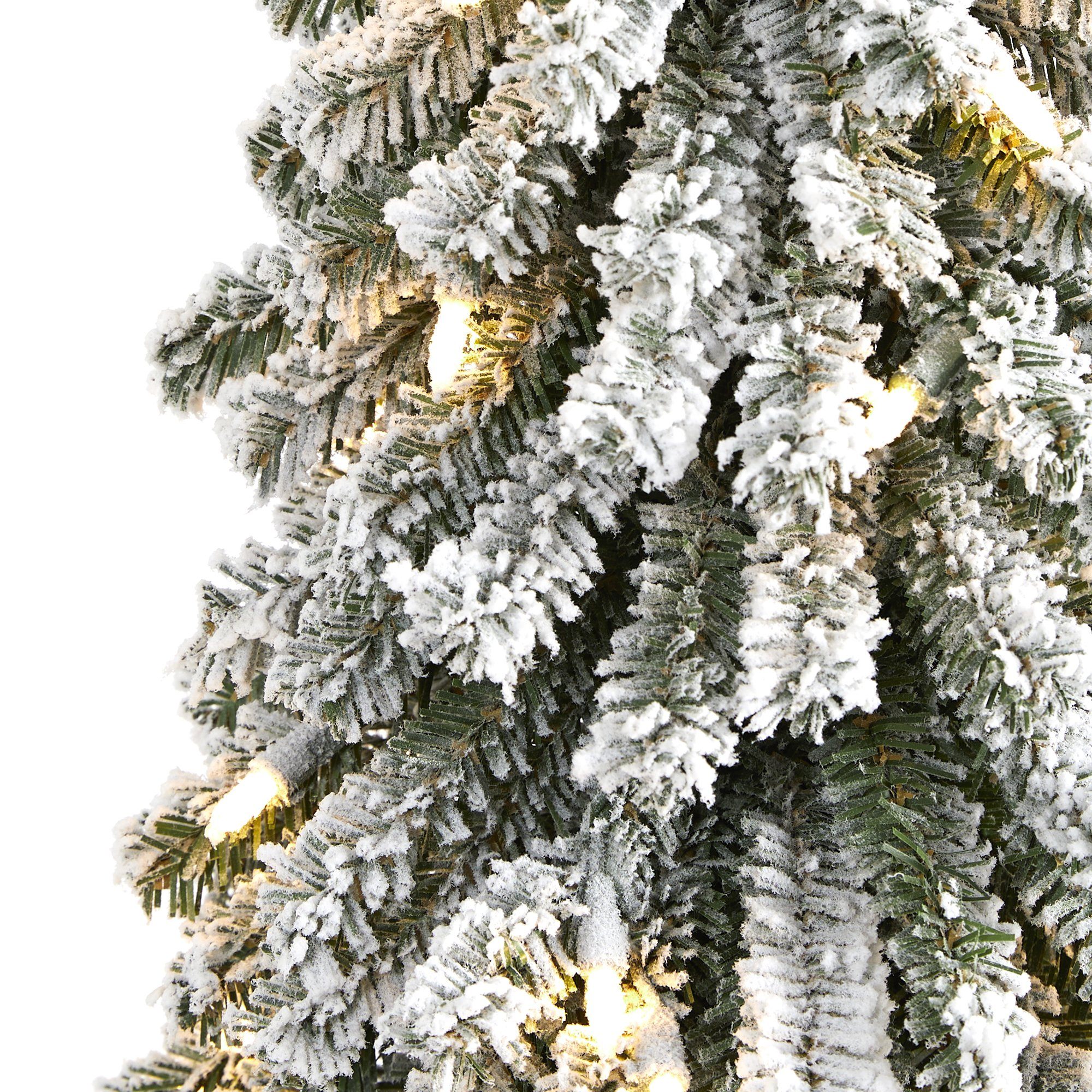 2’ Flocked Grand Alpine Artificial Christmas Tree with 35 Clear Lights and 111 Bendable Branches on Natural Trunk - Image 3