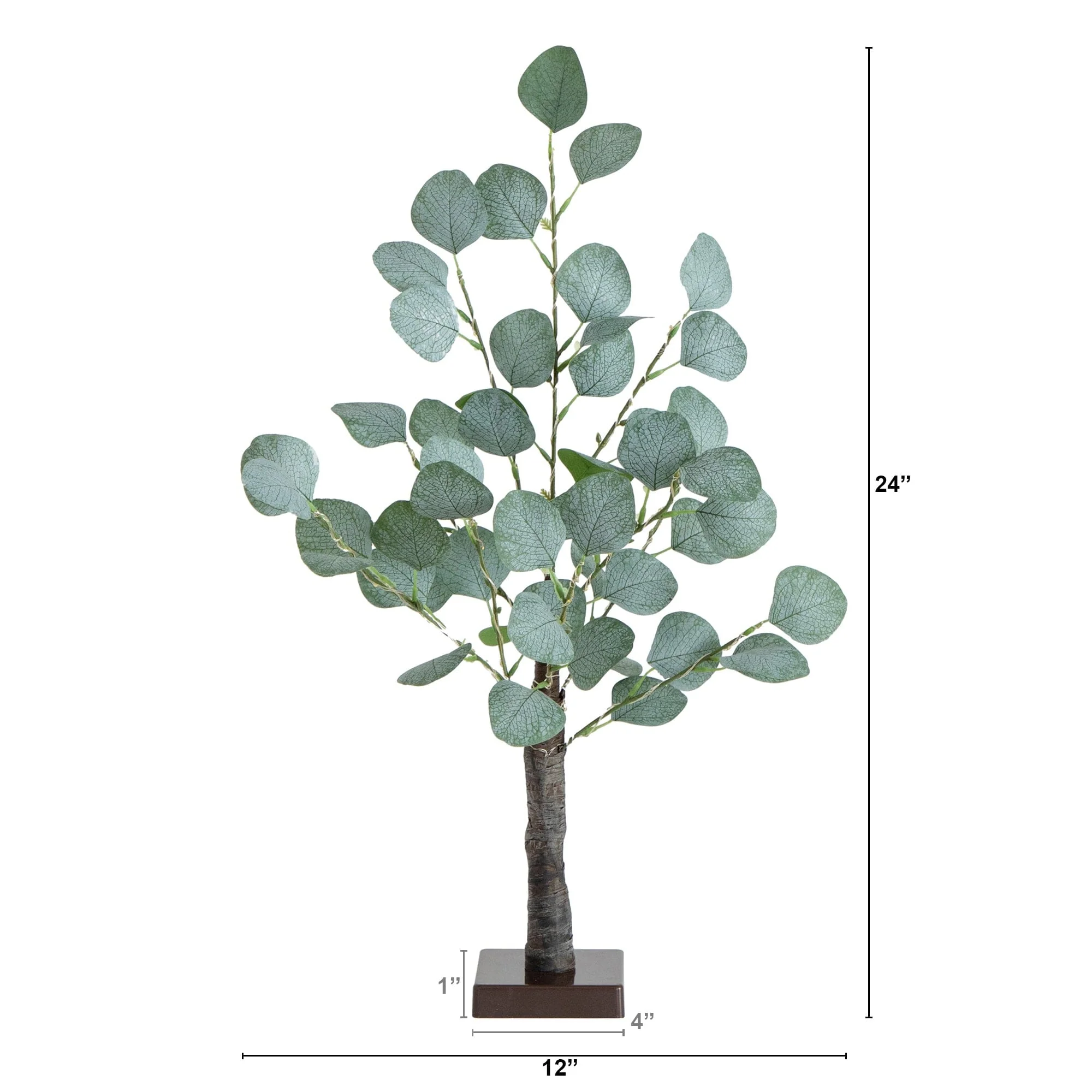 2’ Lighted Artificial Eucalyptus Tree with 60 Warm White LED Lights - Image 7