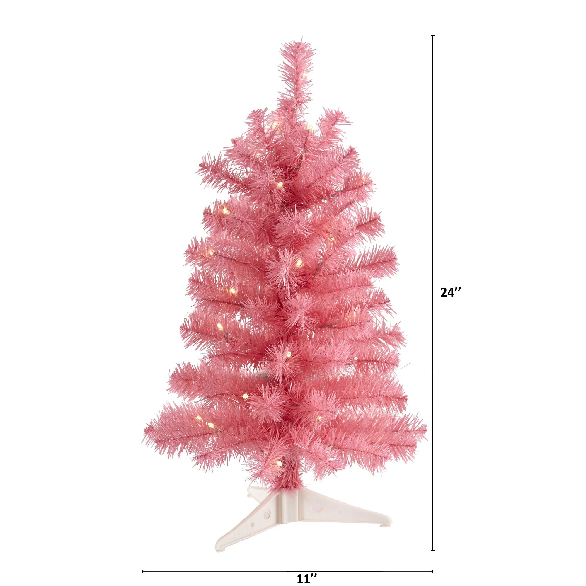 2’ Pink Artificial Christmas Tree with 35 LED Lights and 72 Bendable Branches - Image 2