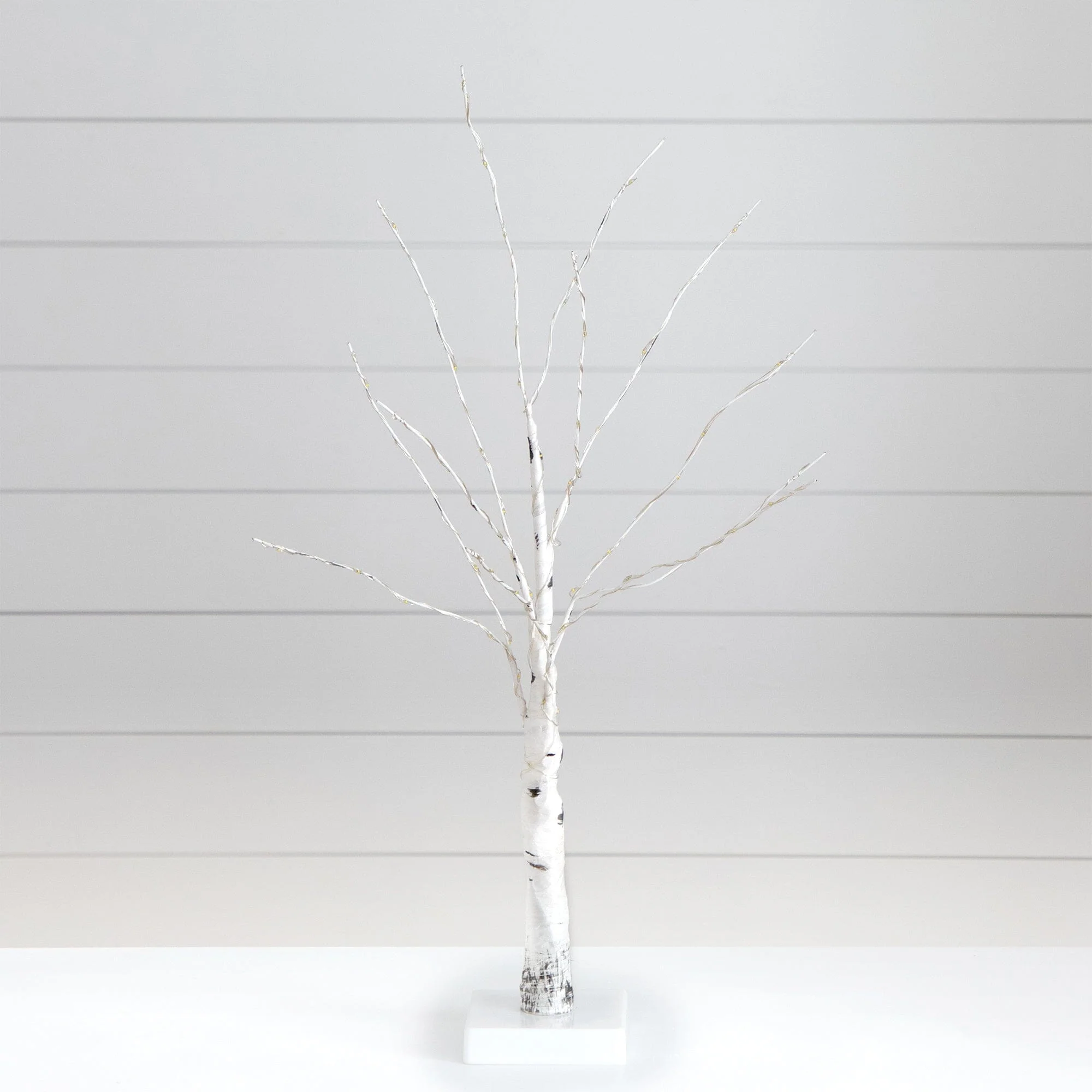 2’ Pre-Lit Artificial White Birch Tree with 60 Warm White LED Lights - Image 4