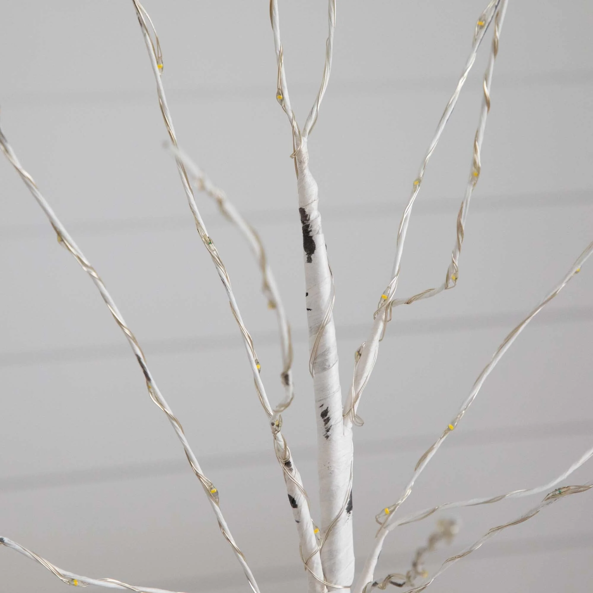 2’ Pre-Lit Artificial White Birch Tree with 60 Warm White LED Lights - Image 5