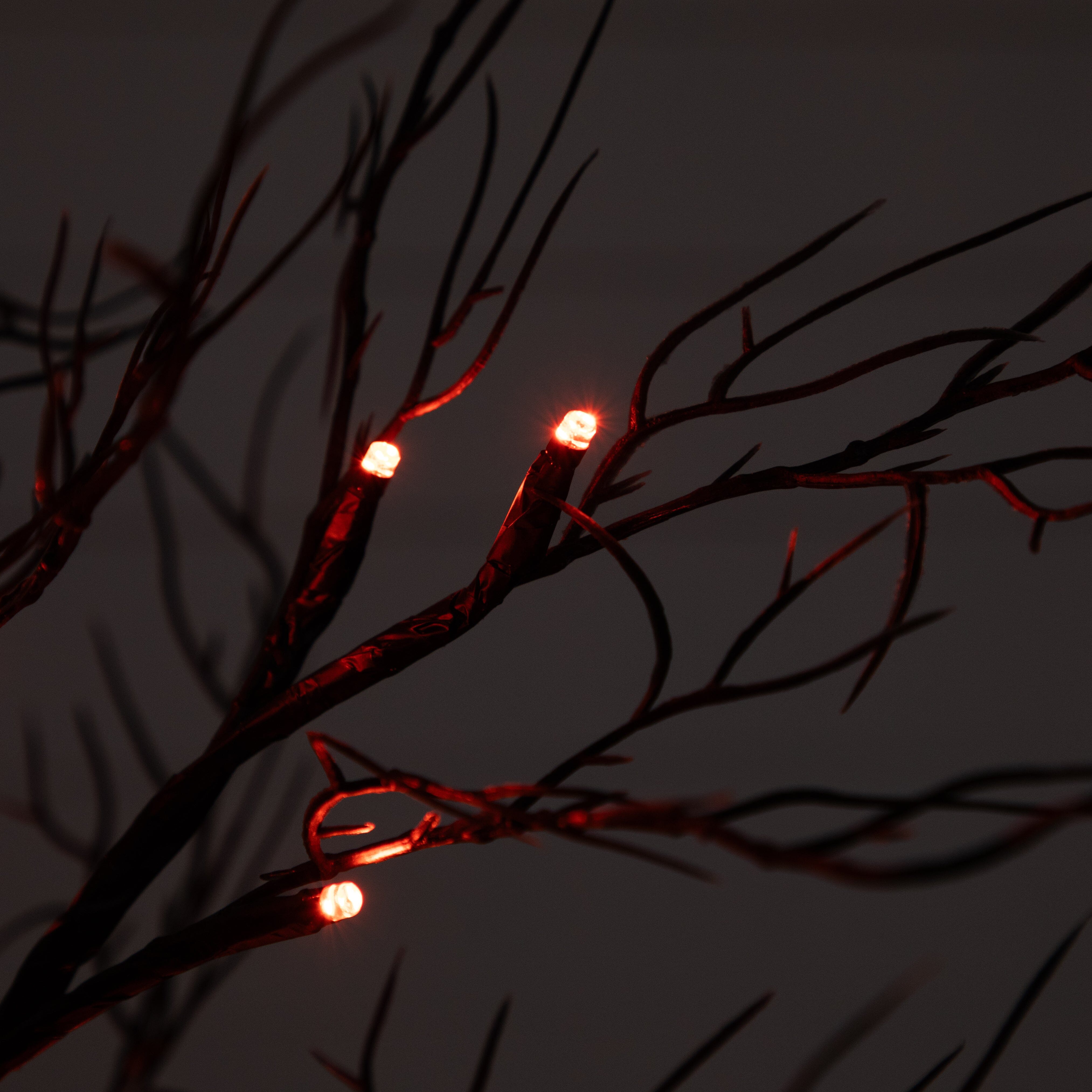 2’ Pre-Lit Halloween Deluxe Black Twig Artificial Tree with 44 Orange & Purple LED Lights - Image 5