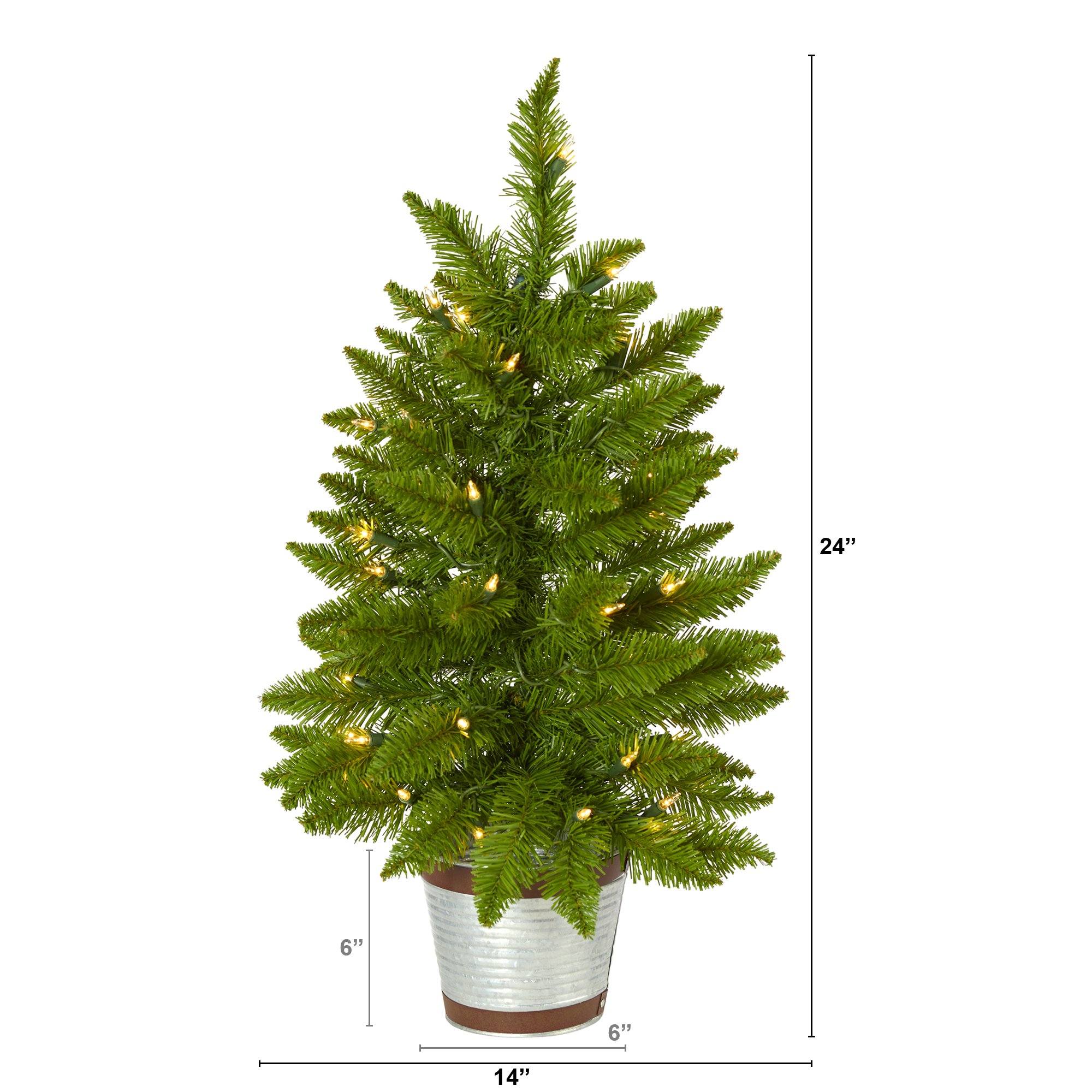 2’ Providence Pine Artificial Christmas Tree in Decorative Planter with 35 Warm White Lights and 51 Bendable Branches - Image 2