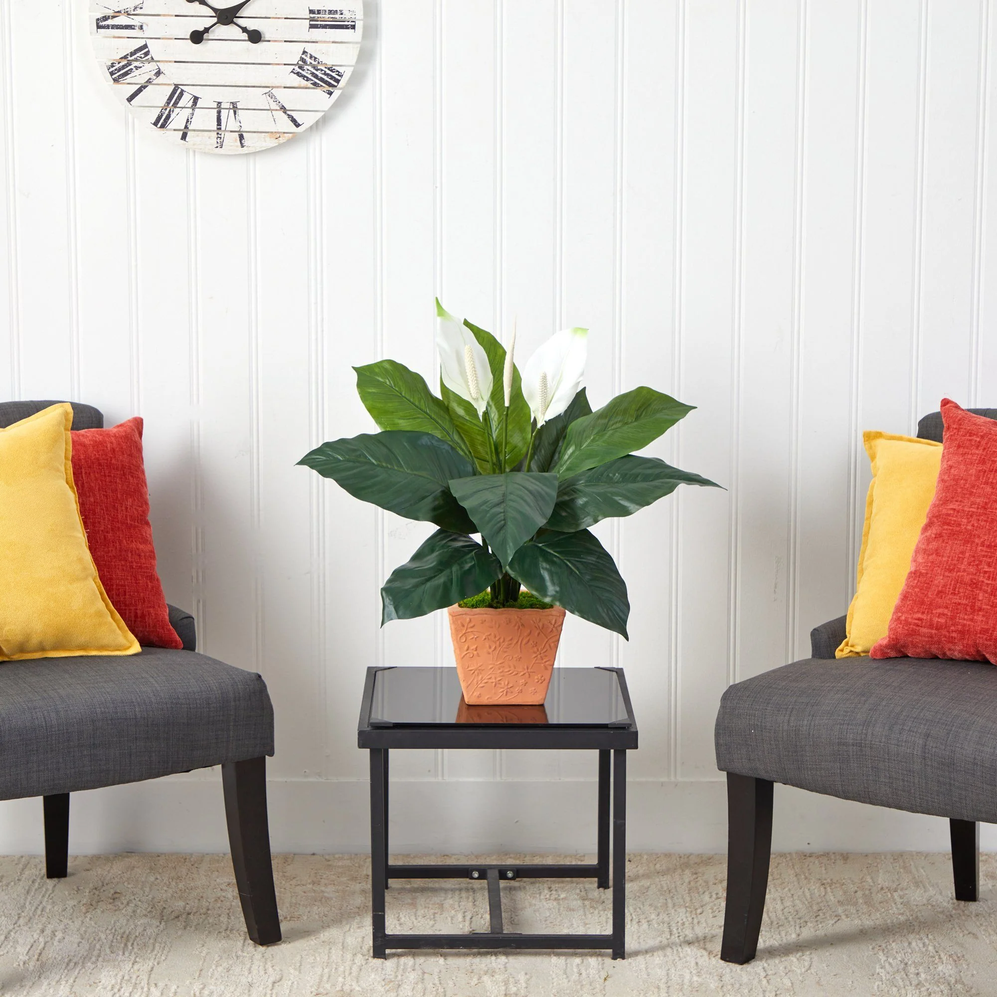 2’ Spathiphyllum Artificial Plant in Terra-Cotta Planter - Image 3