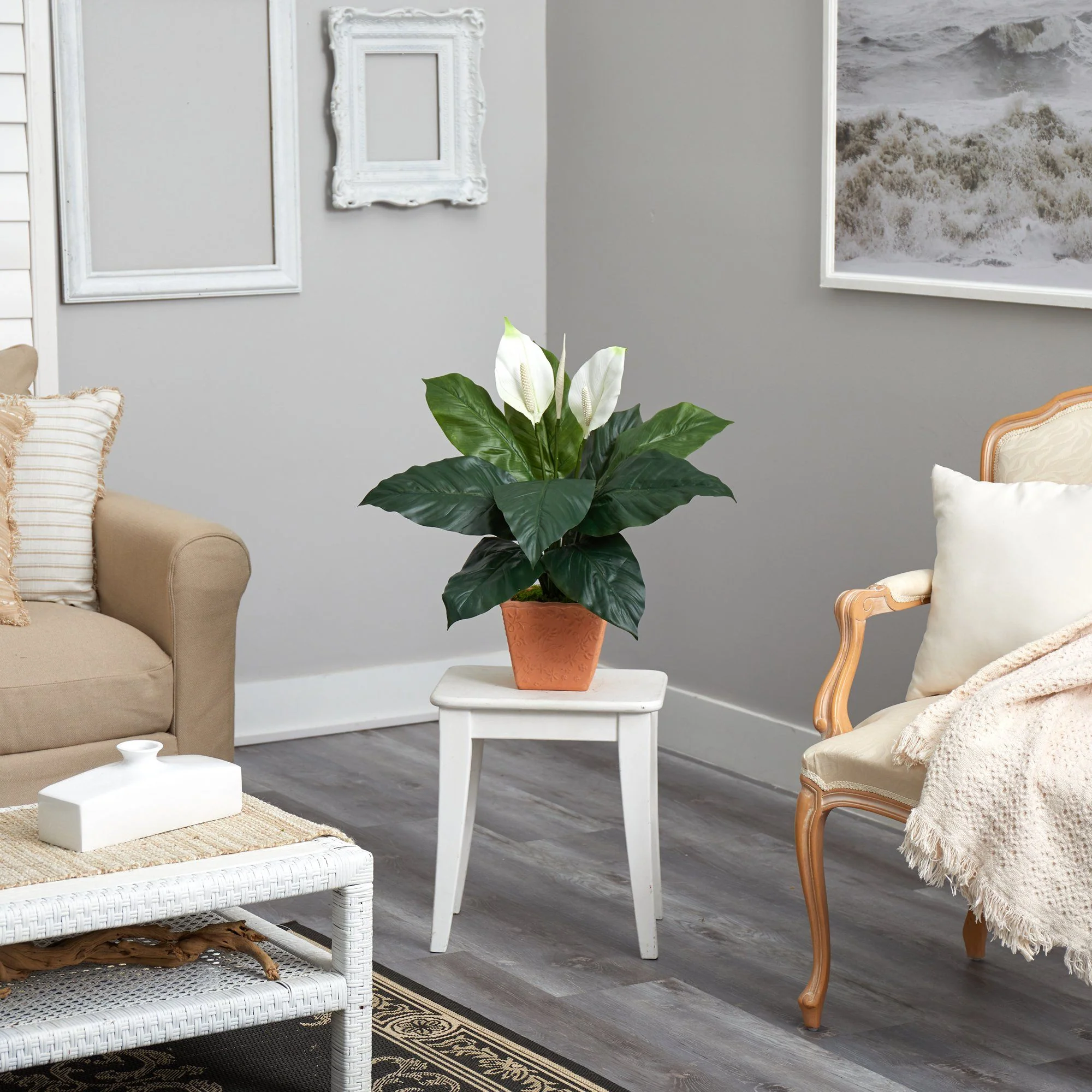 2’ Spathiphyllum Artificial Plant in Terra-Cotta Planter - Image 4