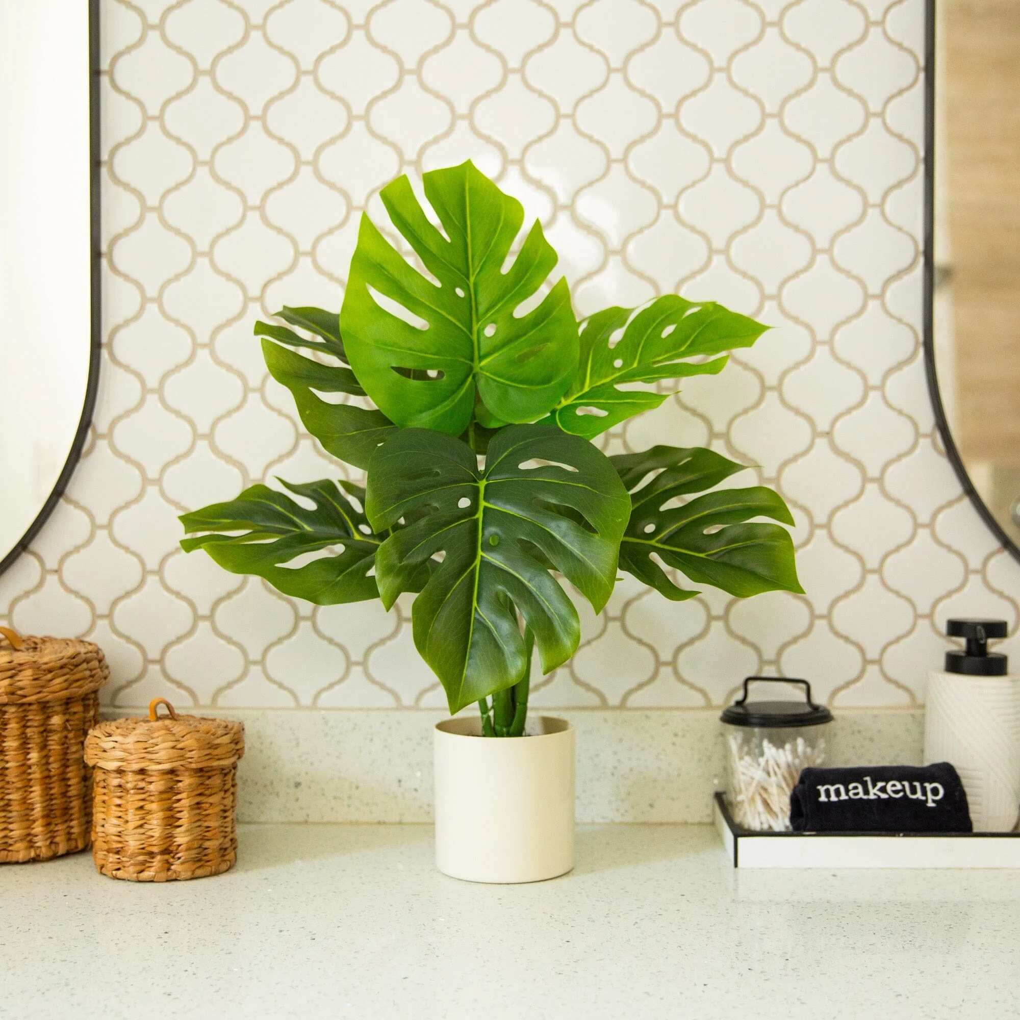 20" Artificial Swiss Monstera Plant - Image 3