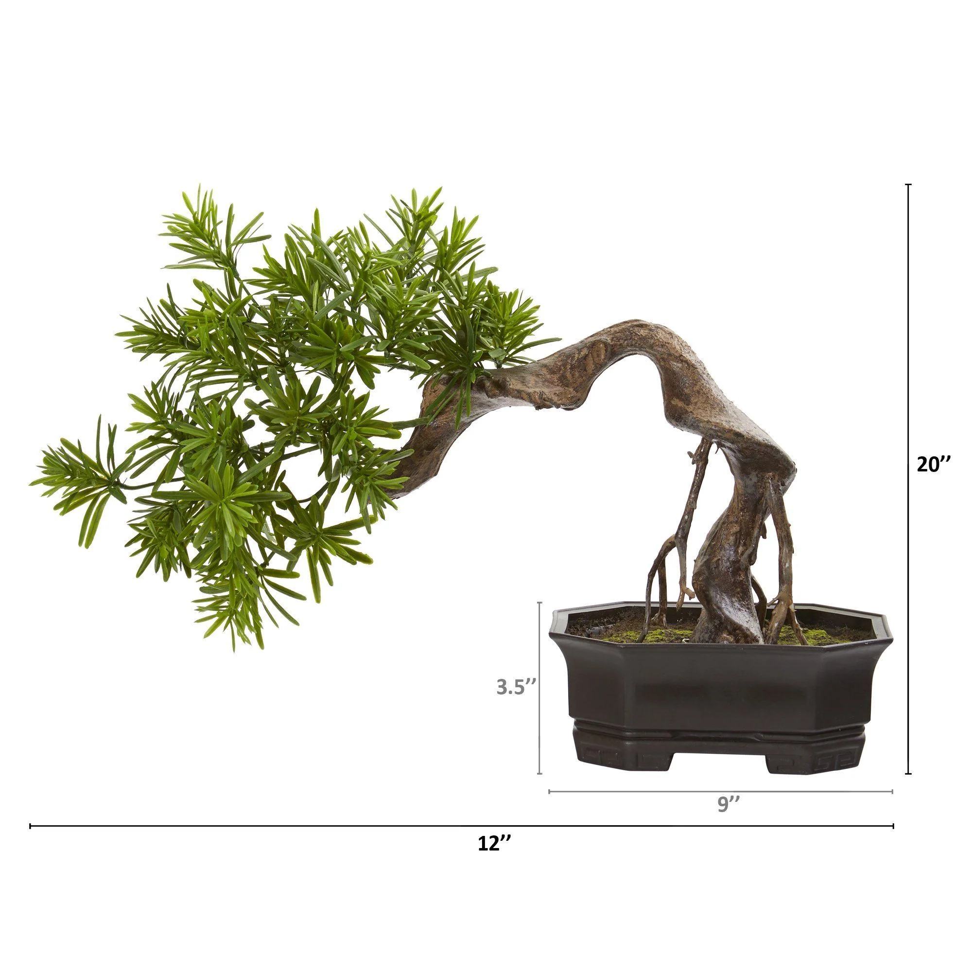 20” Bonsai Styled Podocarpus Artificial Plant - Image 2