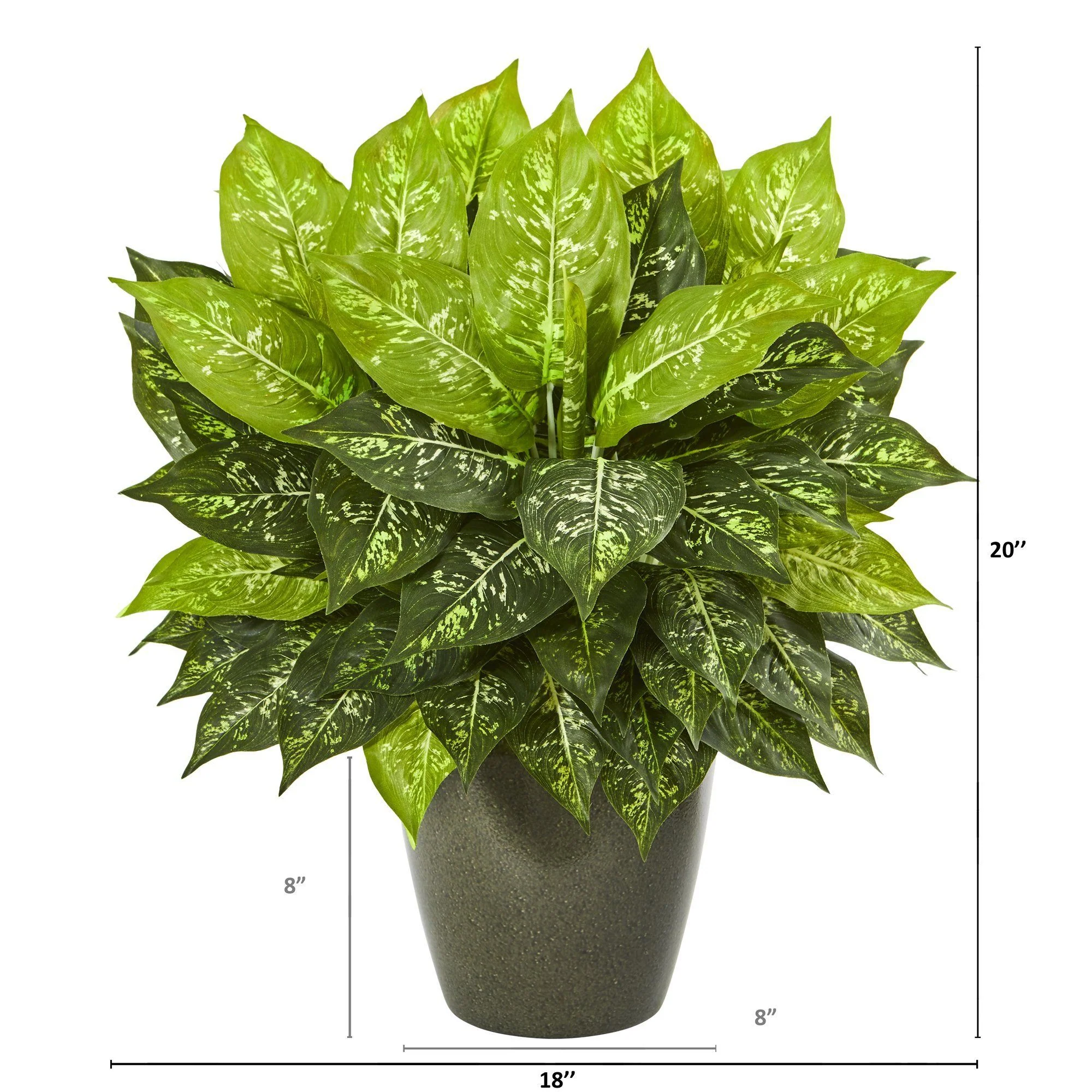 20” Dieffenbachia Artificial Plant in Green Planter - Image 2
