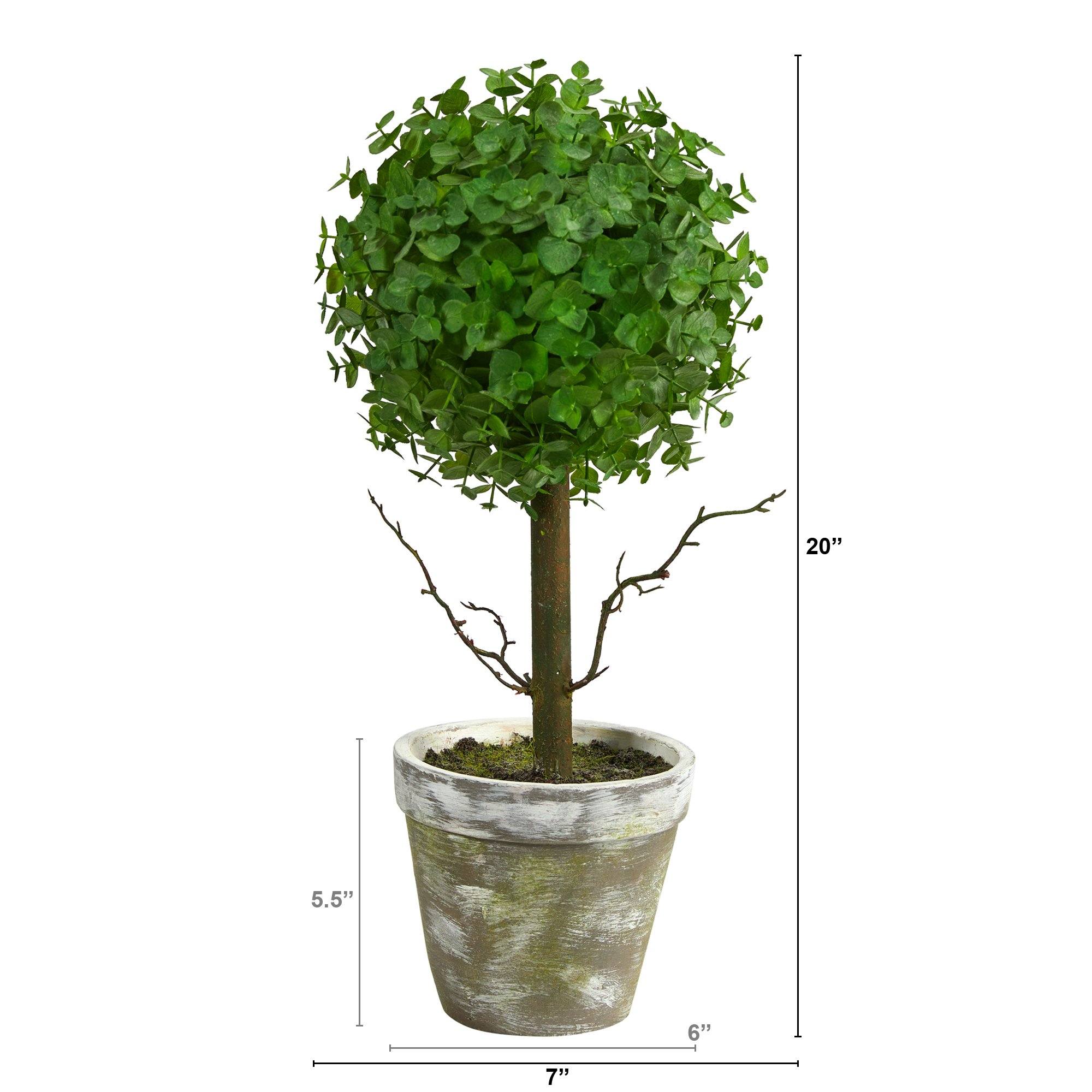20” Eucalyptus Single Ball Topiary Artificial Tree - Image 2