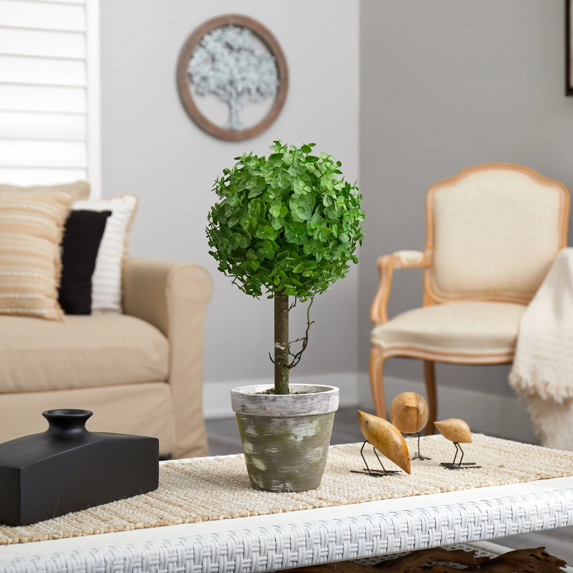 20” Eucalyptus Single Ball Topiary Artificial Tree - Image 4