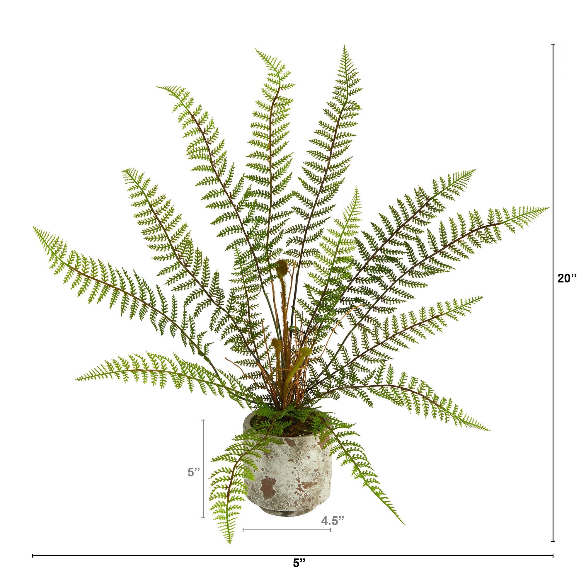 20” Fern Artificial Plant in Decorative Planter - Image 2