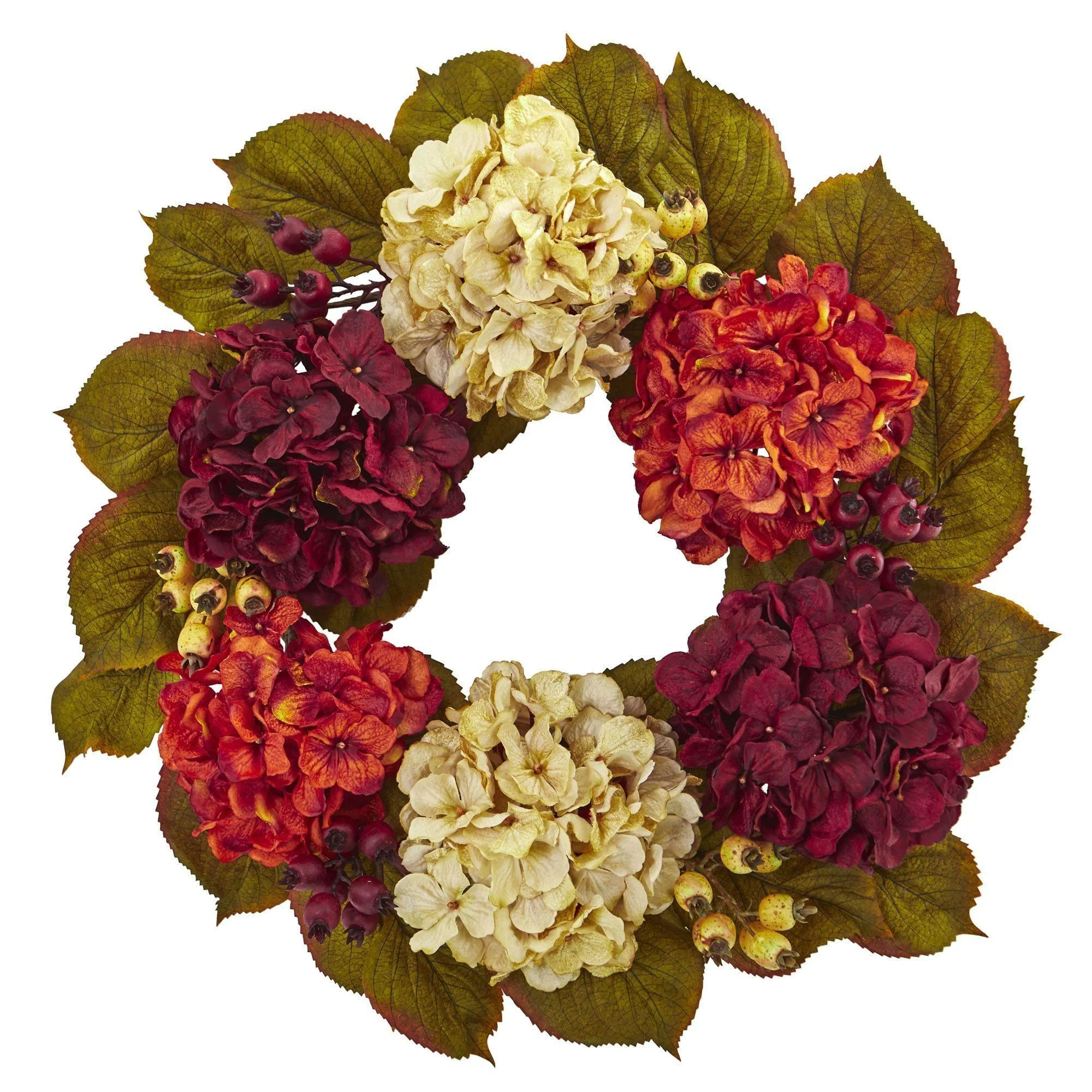 20” Hydrangea Berry Artificial Wreath - Image 2
