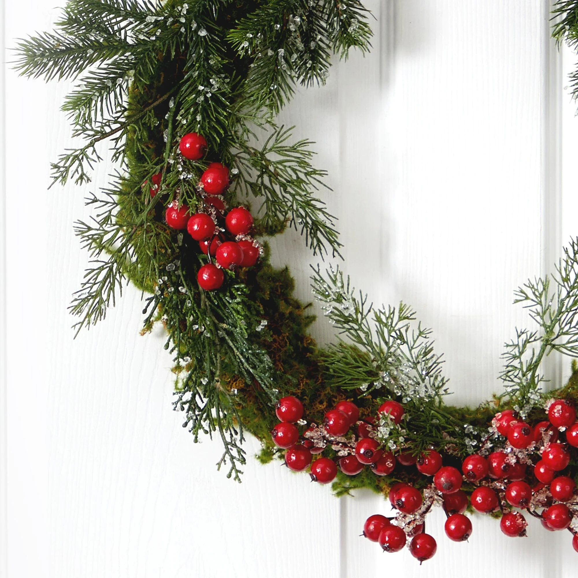 20” Iced Pine and Berries Artificial Christmas Wreath - Image 2