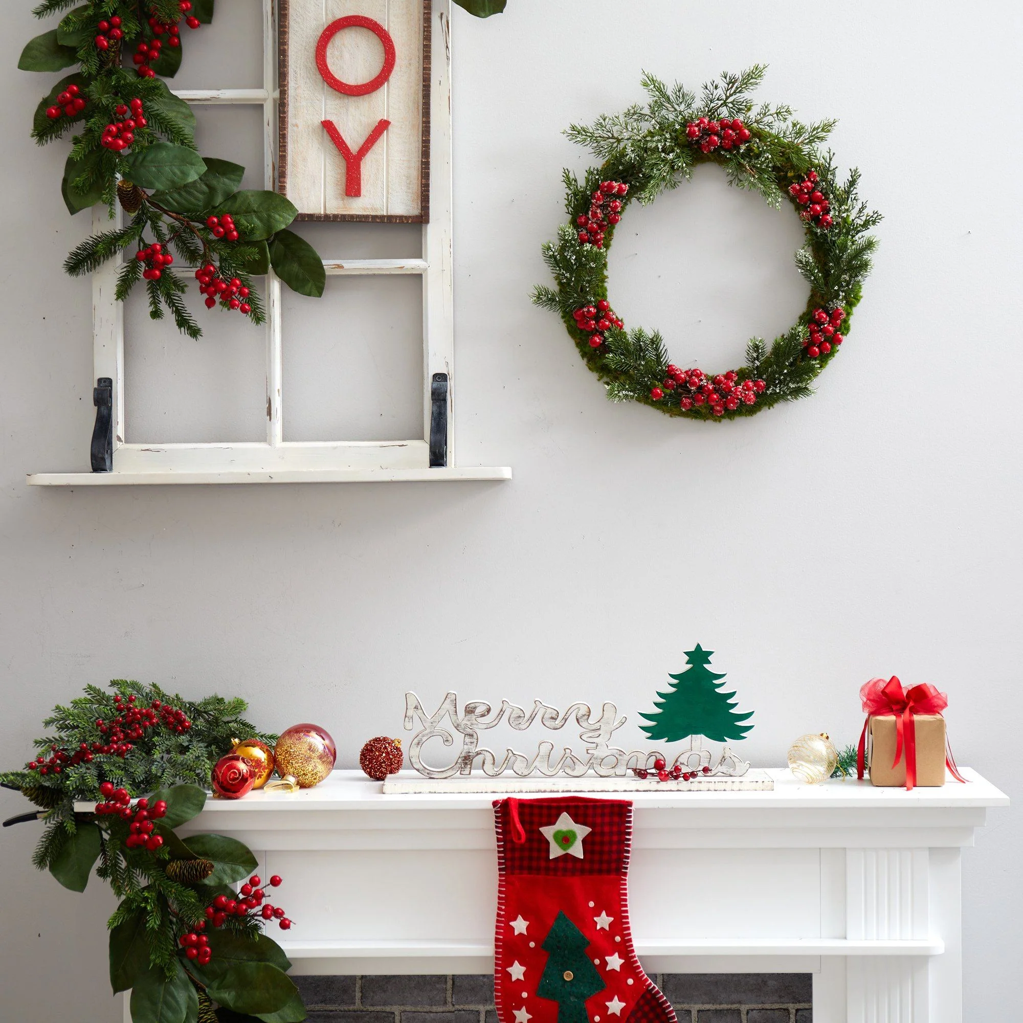 20” Iced Pine and Berries Artificial Christmas Wreath - Image 4