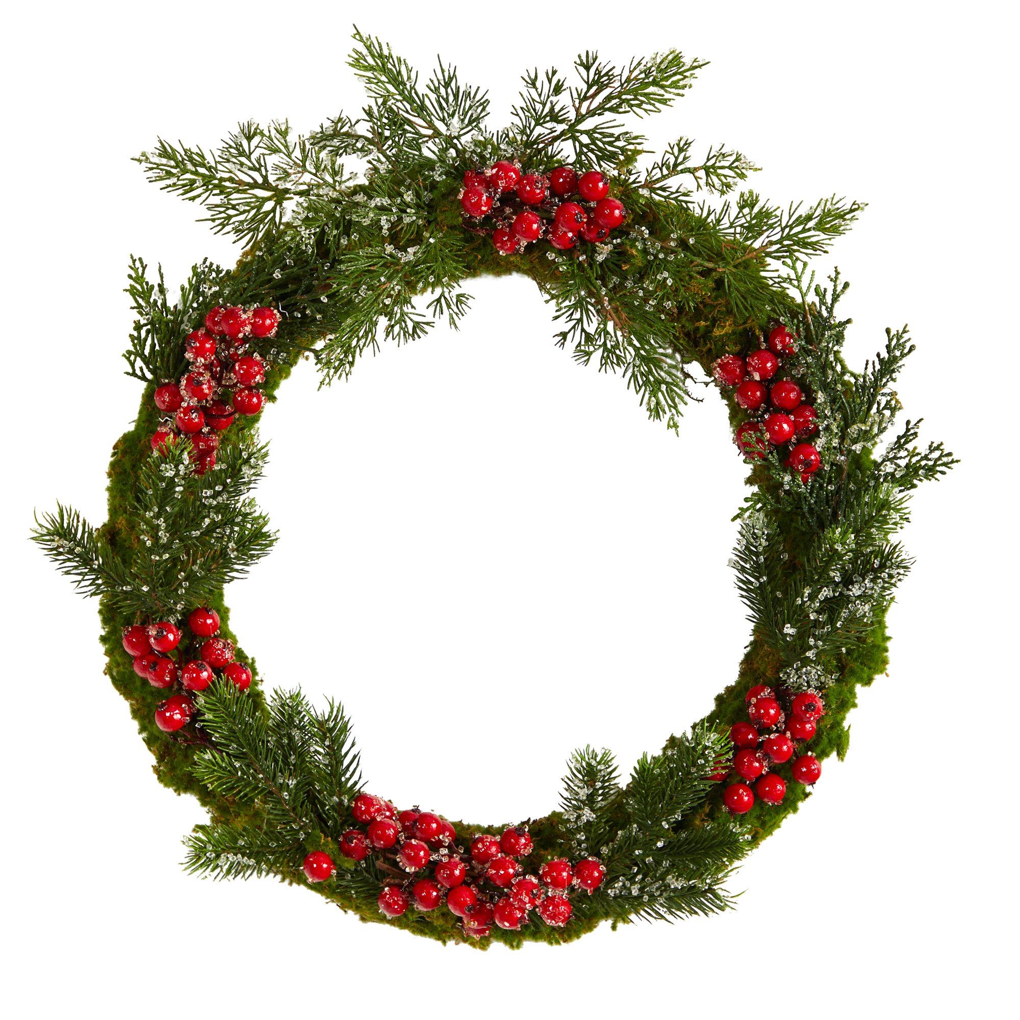 20” Iced Pine and Berries Artificial Christmas Wreath - Image 5
