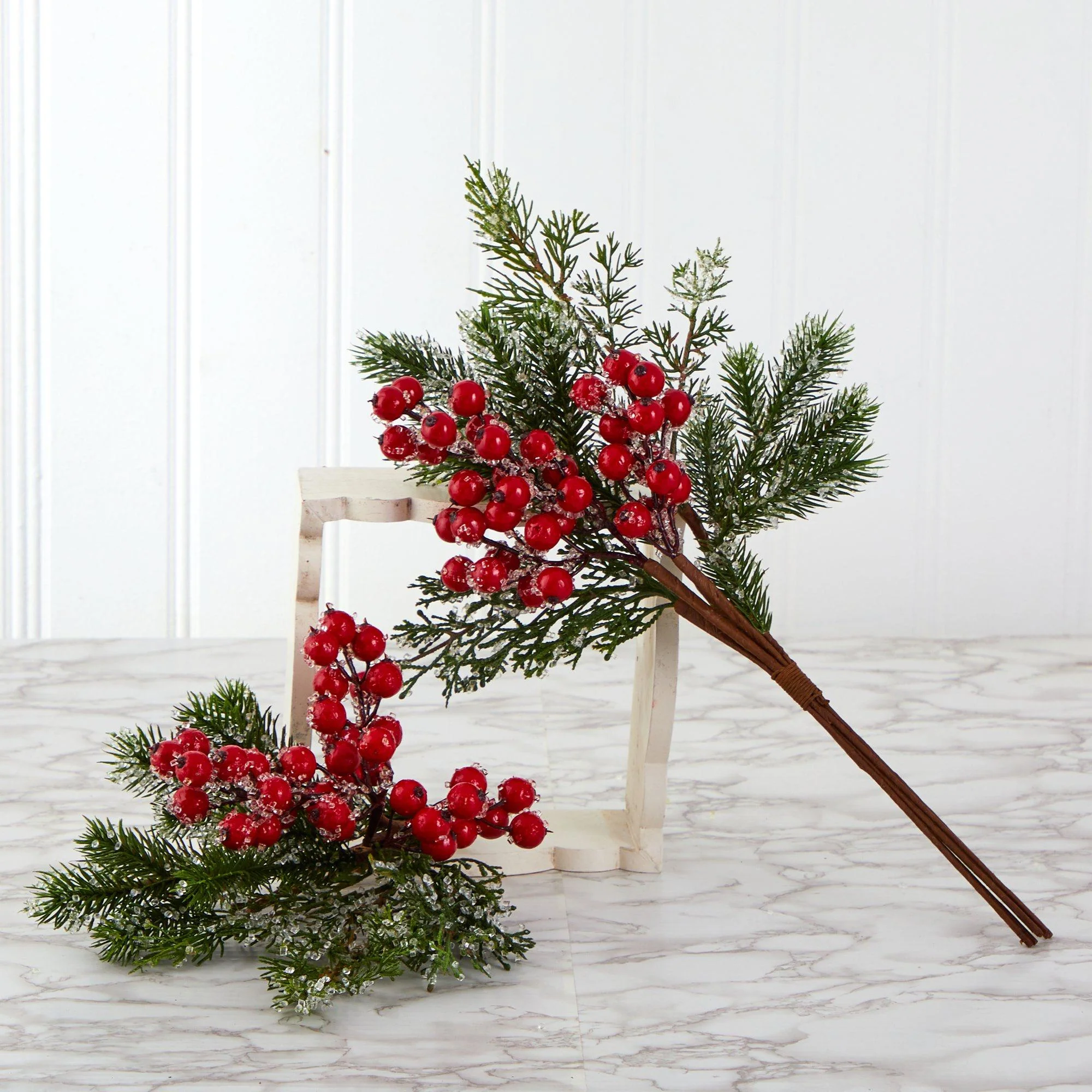 20” Iced Pine and Berries Artificial Plant (Set of 4) - Image 3