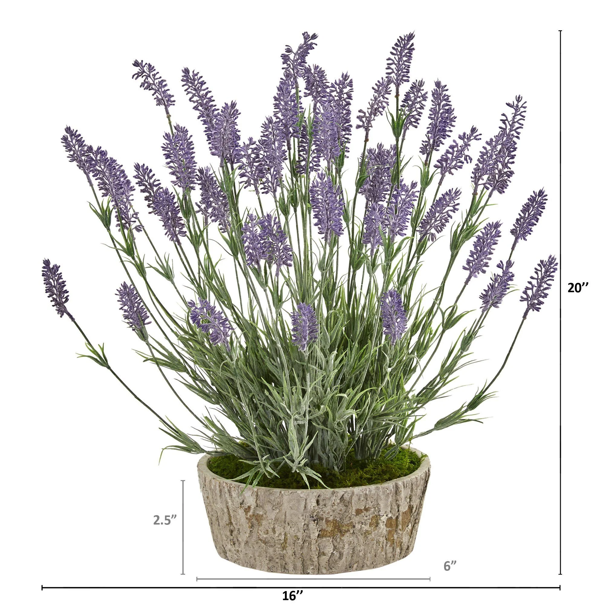 20” Lavender Artificial Plant in Weathered Oak Planter - Image 2