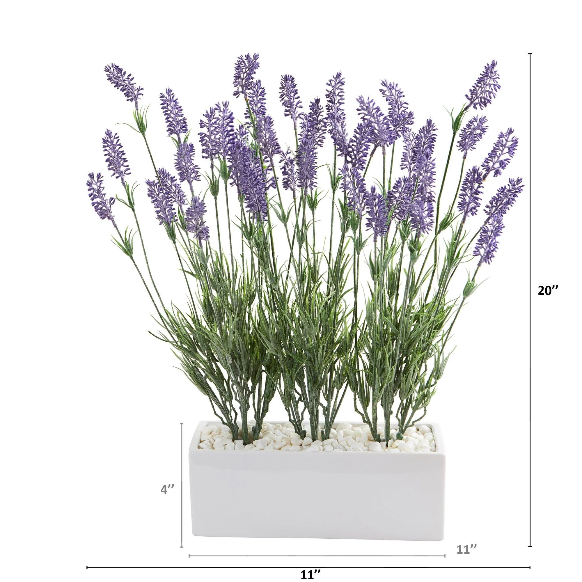 20” Lavender Artificial Plant in White Planter - Image 2