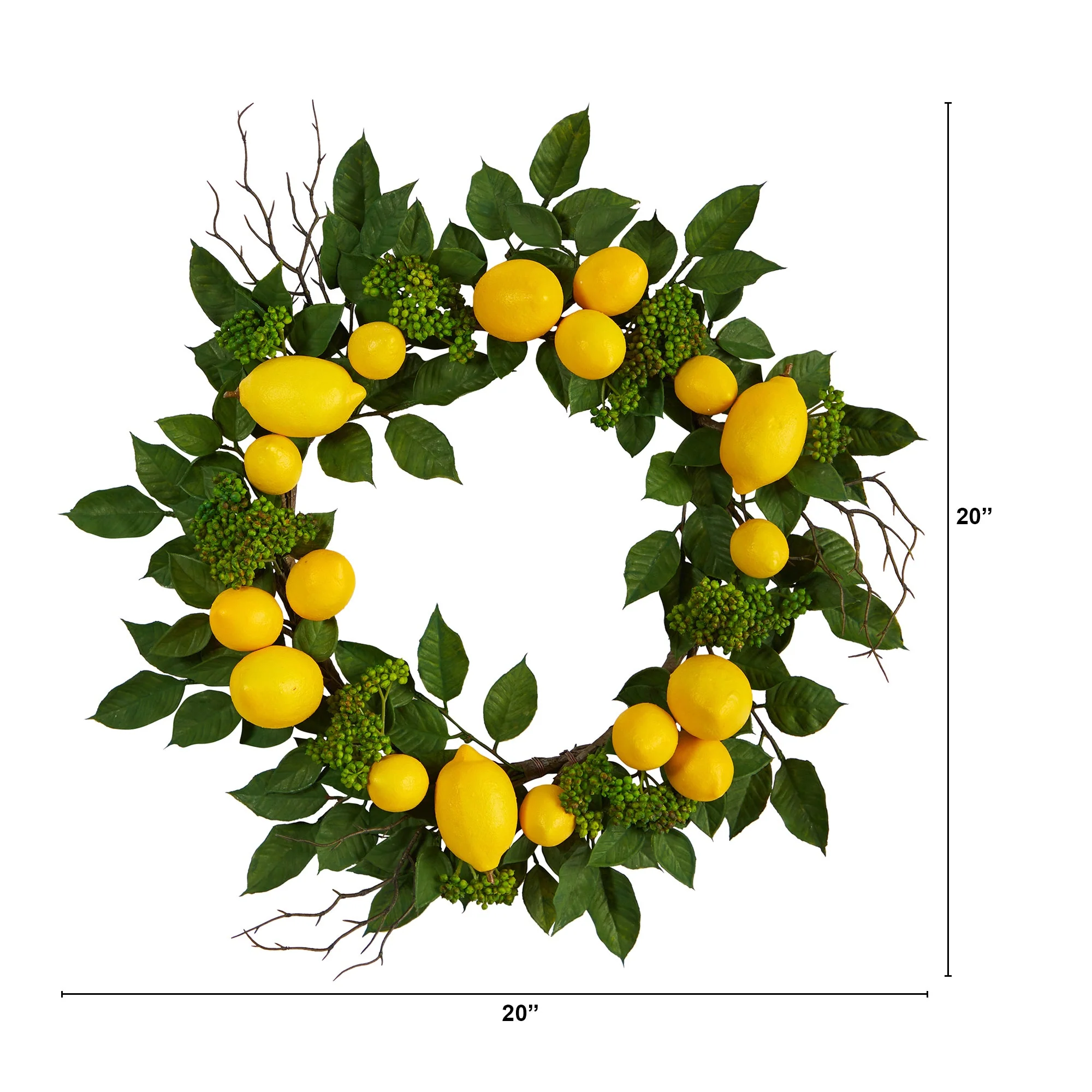 20” Lemon Artificial Wreath - Image 4