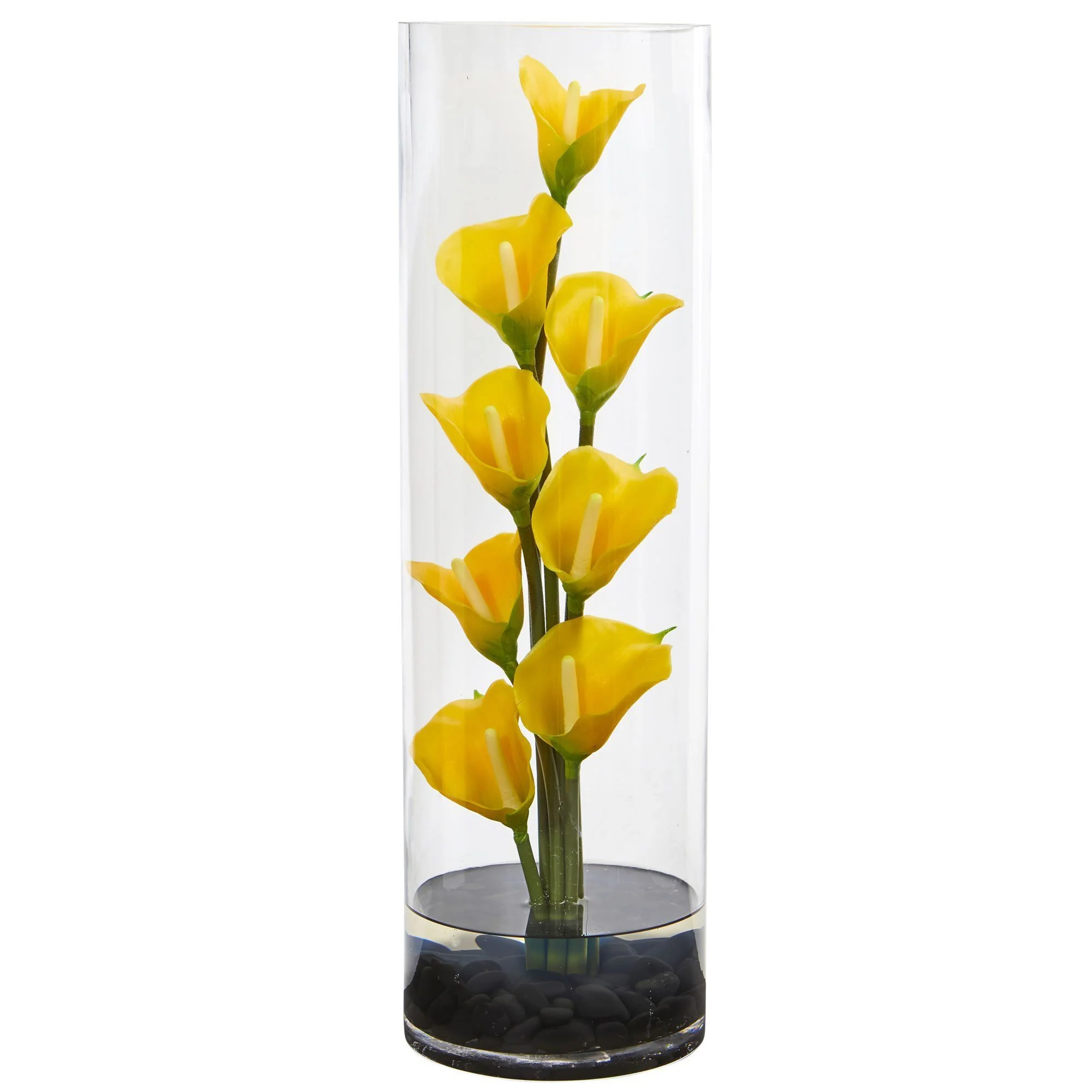 20” Calla Lily Artificial Arrangement in Cylinder Glass - Image 4