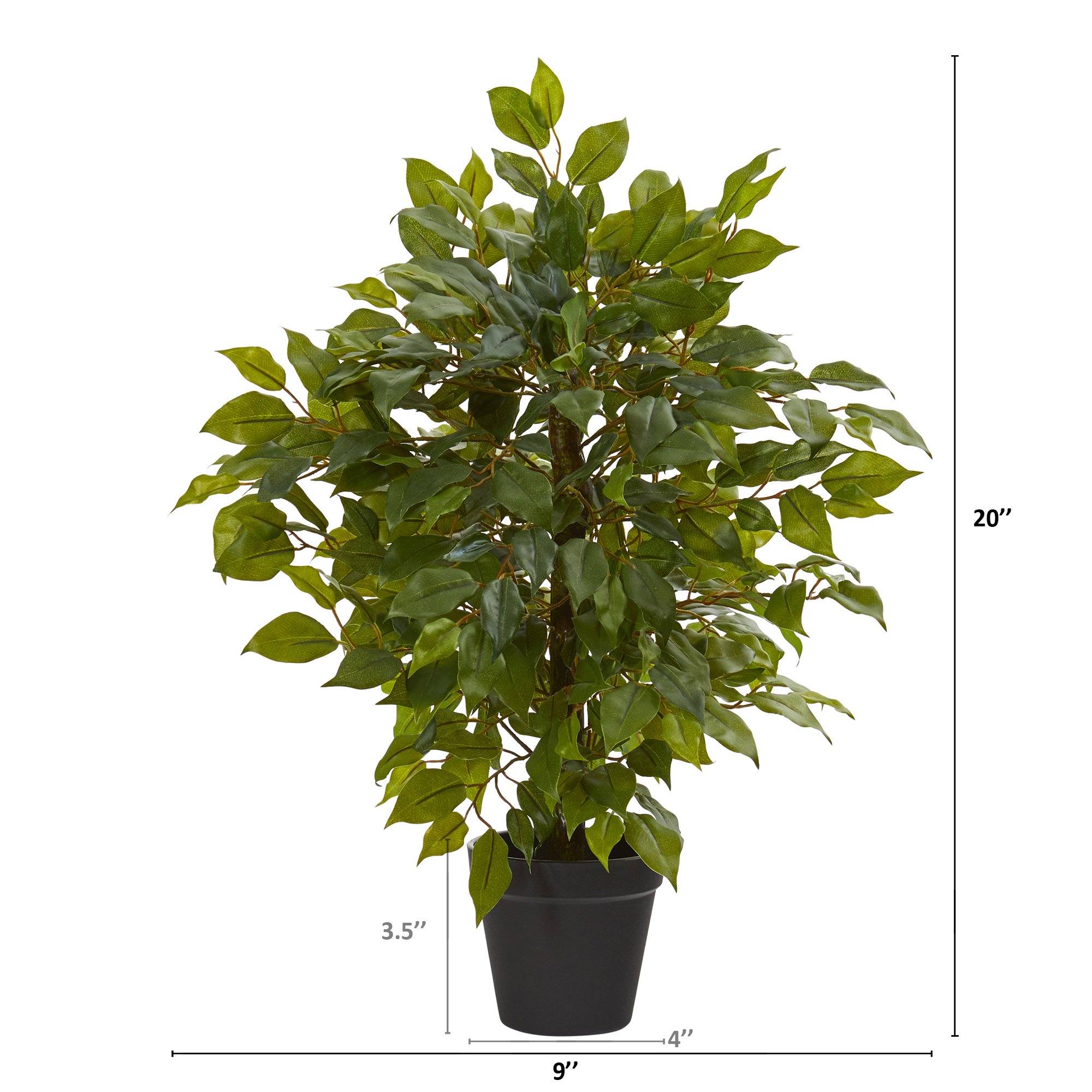 20” Mini Ficus Artificial Tree - Image 2