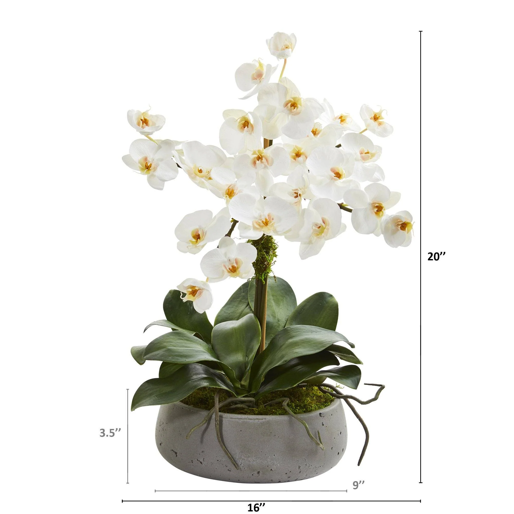 20” Phalaenopsis Orchid Artificial Arrangement in Gray Vase - Image 2
