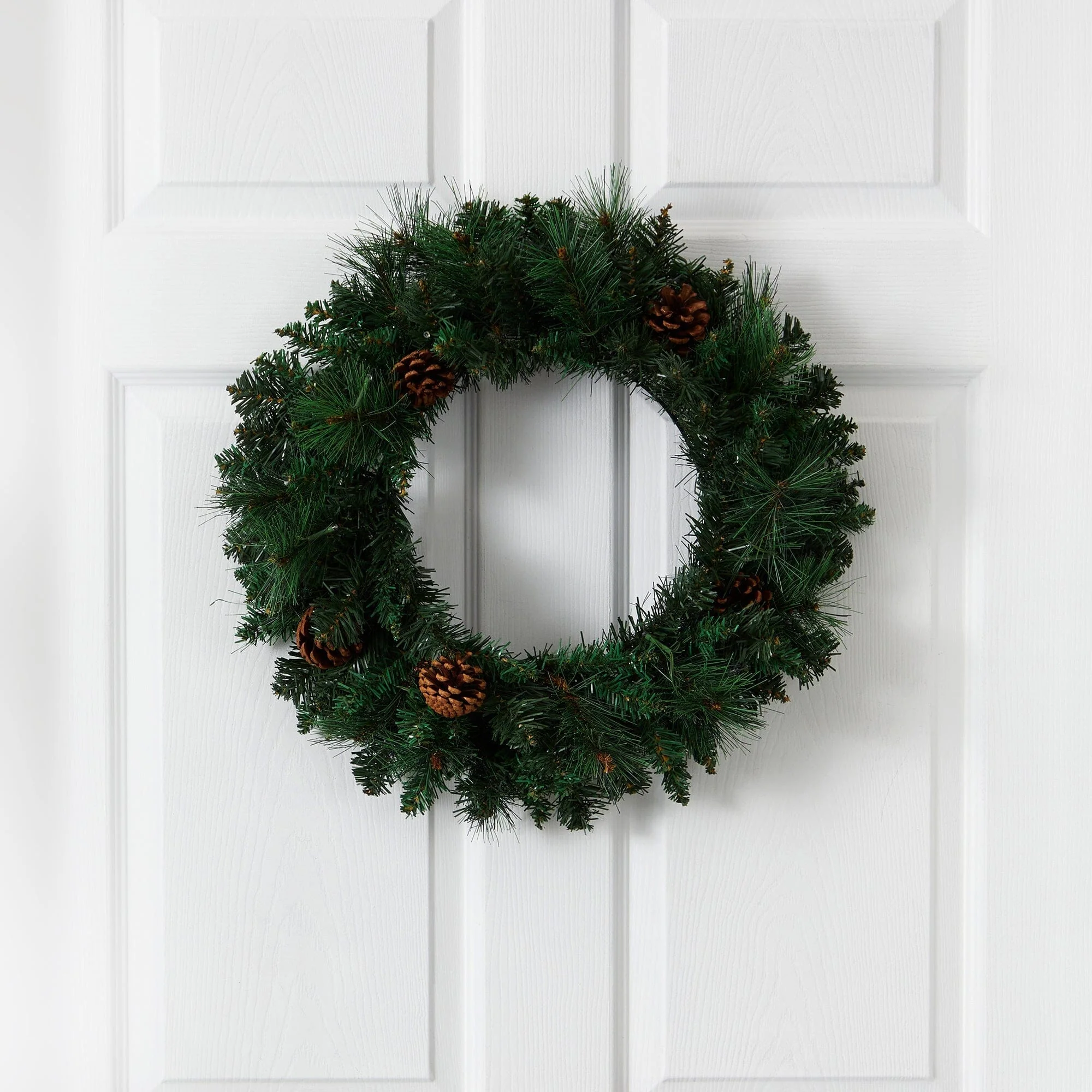 20” Pine Artificial Christmas Wreath with 35 LED Lights and Pinecones - Image 3
