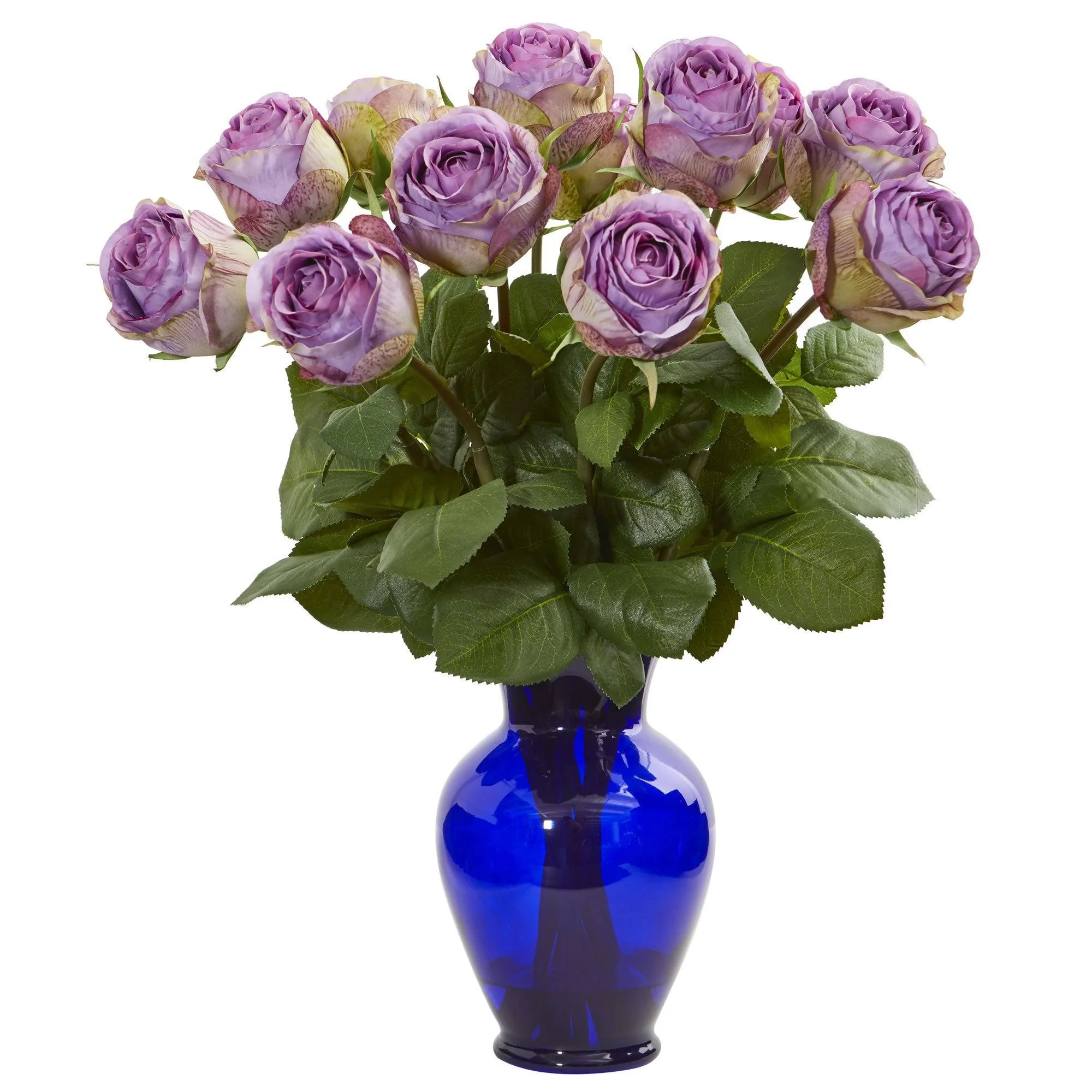 Rose Artificial Arrangement in Blue Vase - Image 2