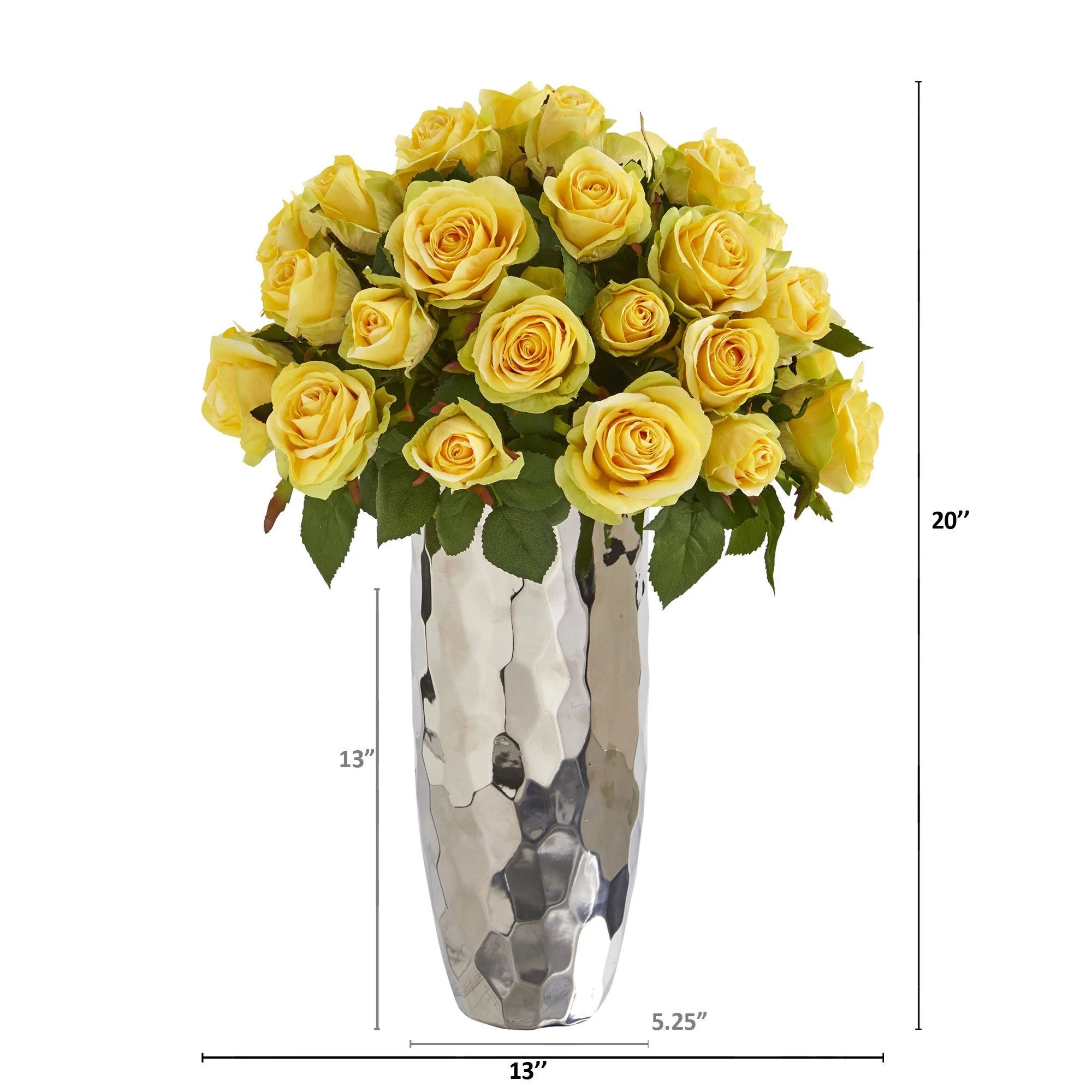 20” Rose Artificial Arrangement in Silver Vase - Image 2