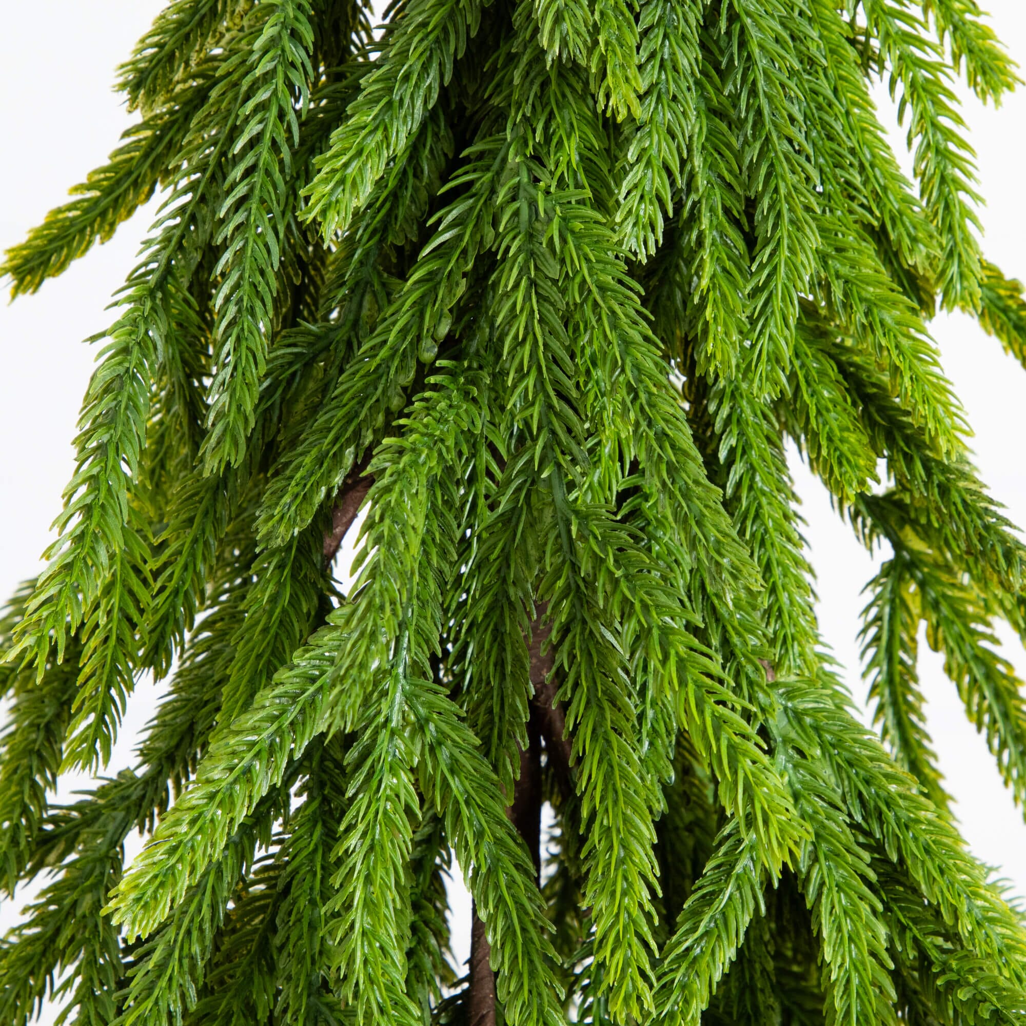 20" Artificial Real Touch Down Swept Norfolk Island Pine in Christmas Tin Metal Planter with Natural Look - Image 2