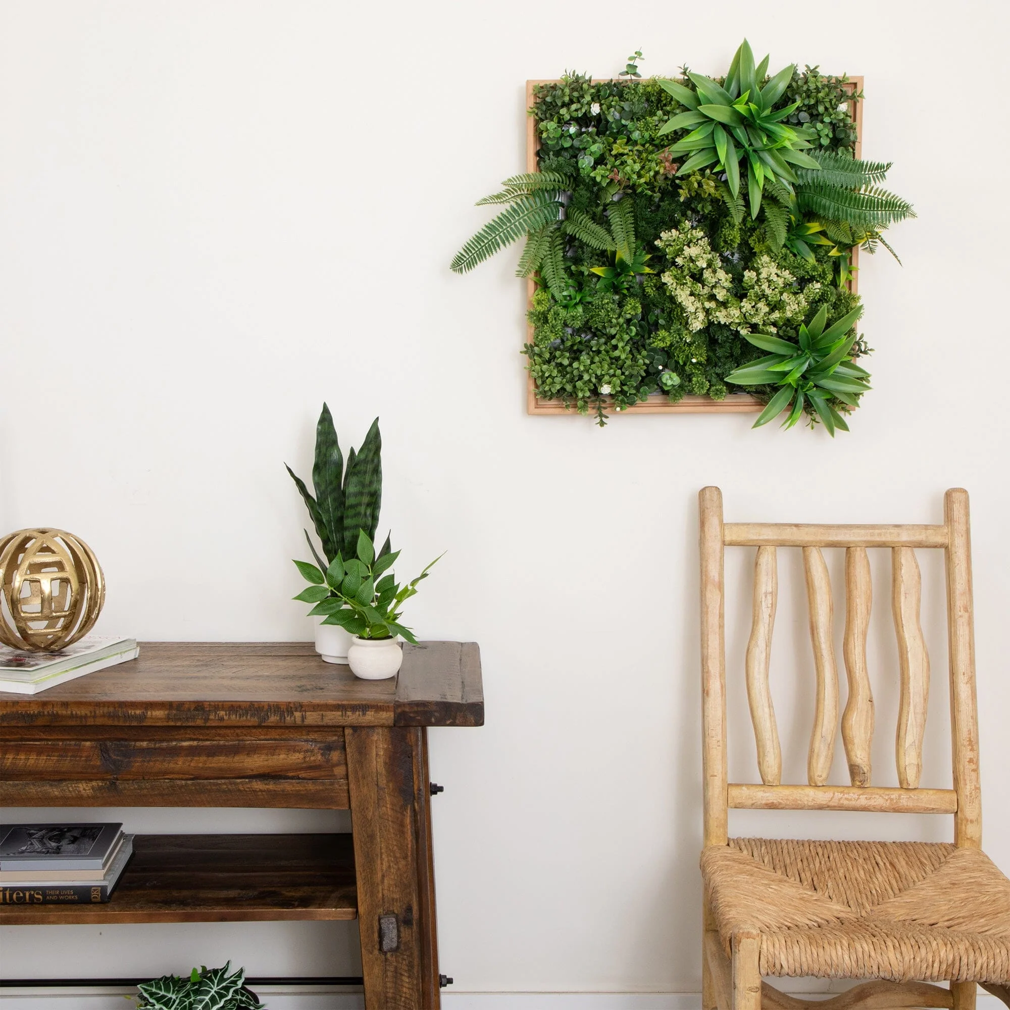 20” x 20” UV Resistant Queensland Rainforest Artificial Living Wall Art Panel in Light Wood - Image 3