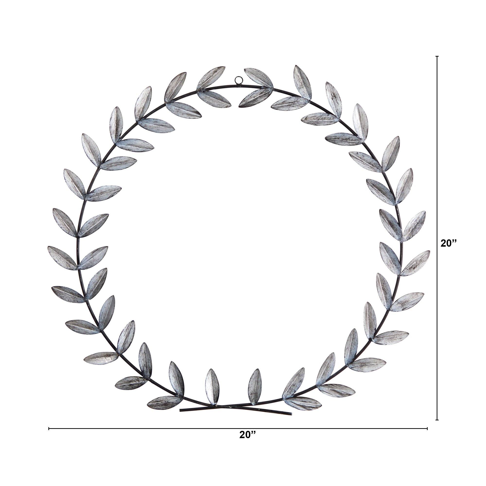 20” x 20” White Metal Olive Leaf Wall Decor - Image 2