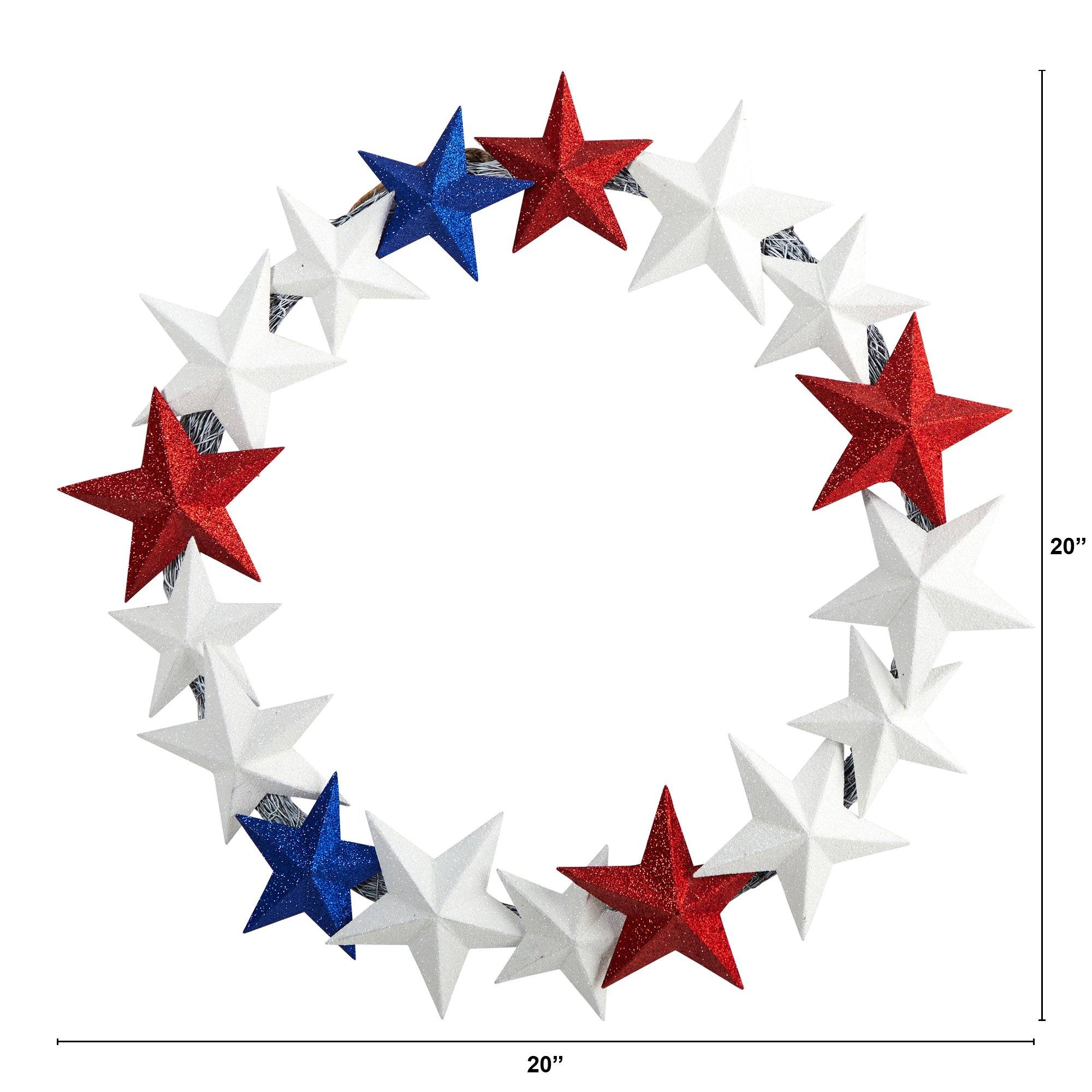 21” Americana Wreath with Stars Red White and Blue - Image 2