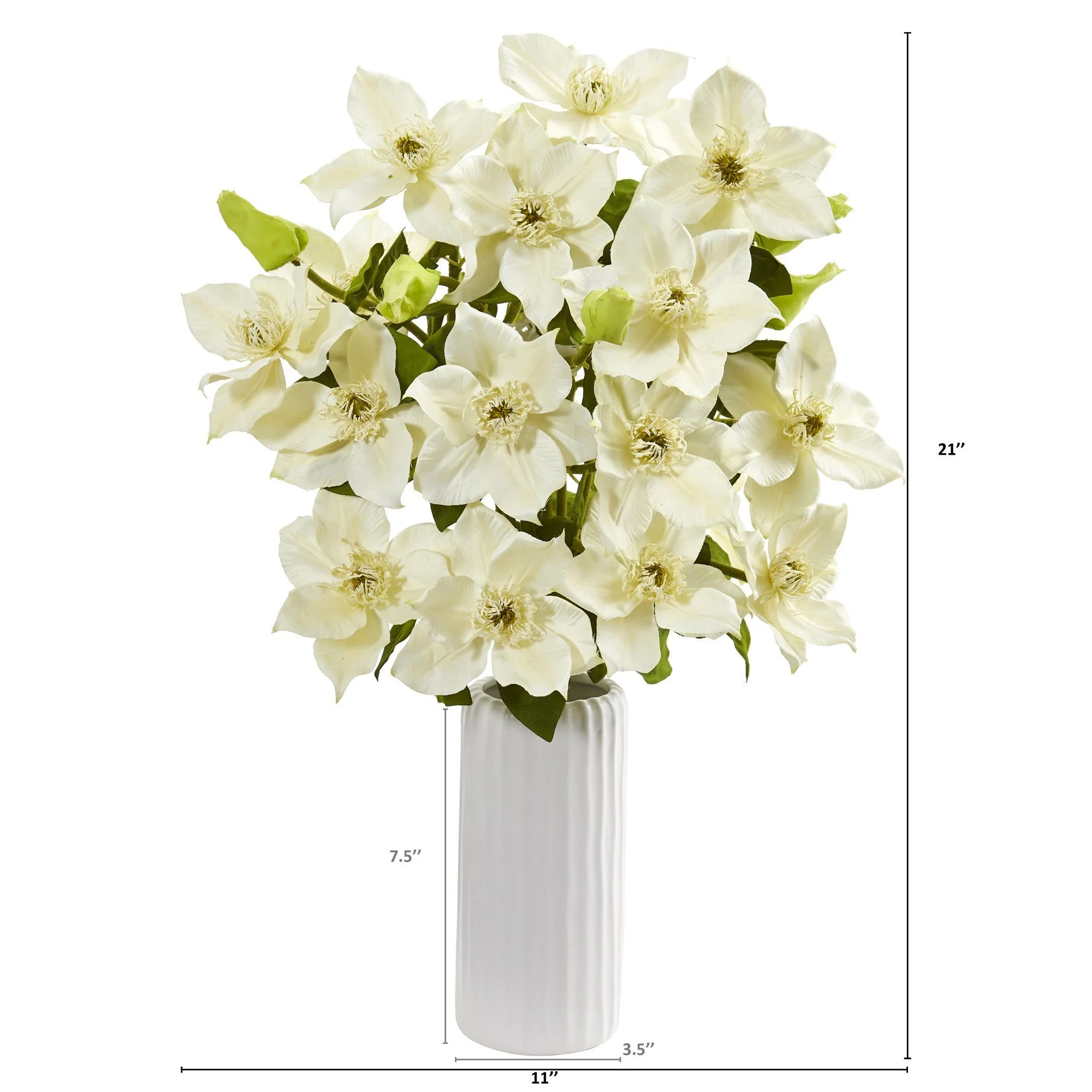 21” Anemone Artificial Arrangement in White Vase - Image 3