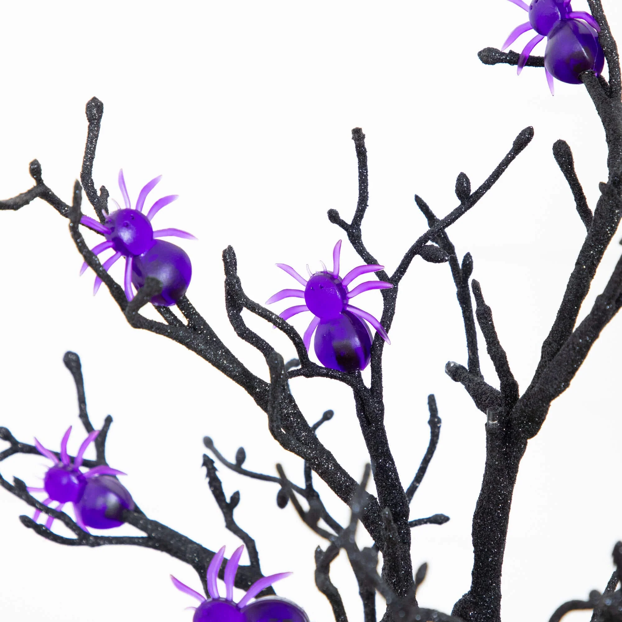 2' Pre-Lit Artificial Halloween Spider Twig Tree with 24 Purple LED Lights - Image 4