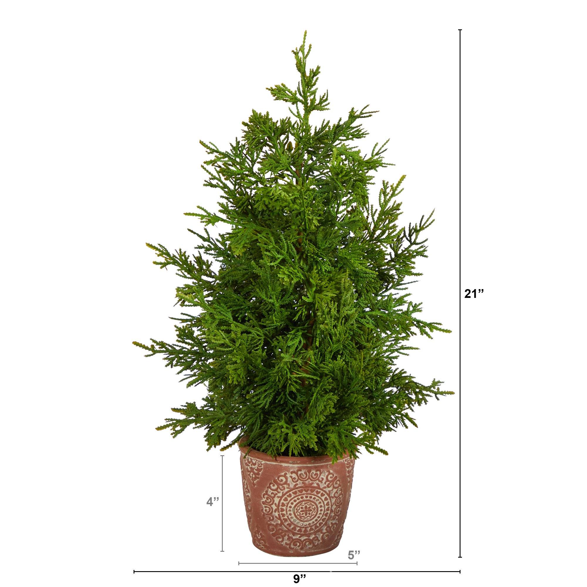 21” Cedar Pine “Natural Look” Artificial Tree in Decorative Planter - Image 2