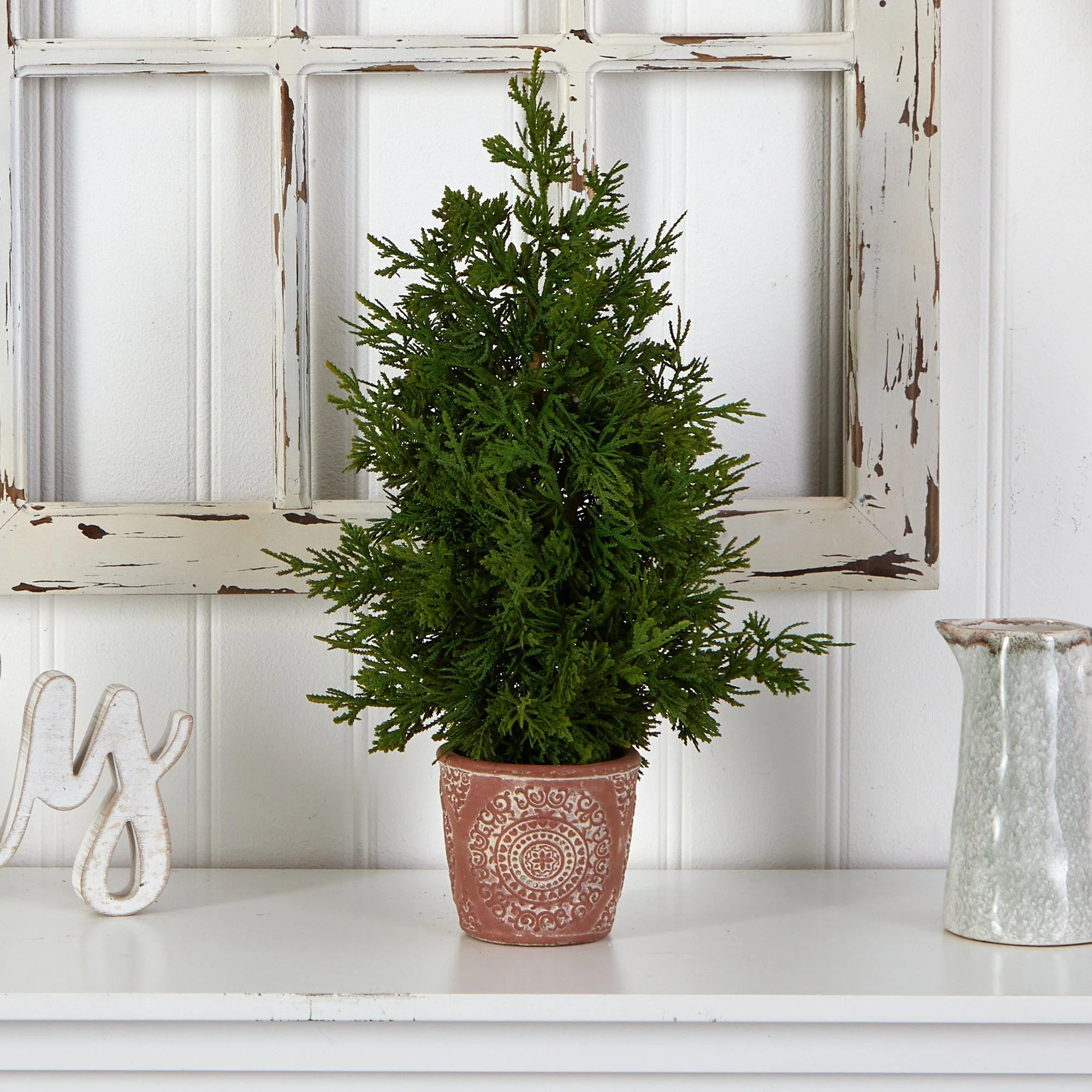 21” Cedar Pine “Natural Look” Artificial Tree in Decorative Planter - Image 3