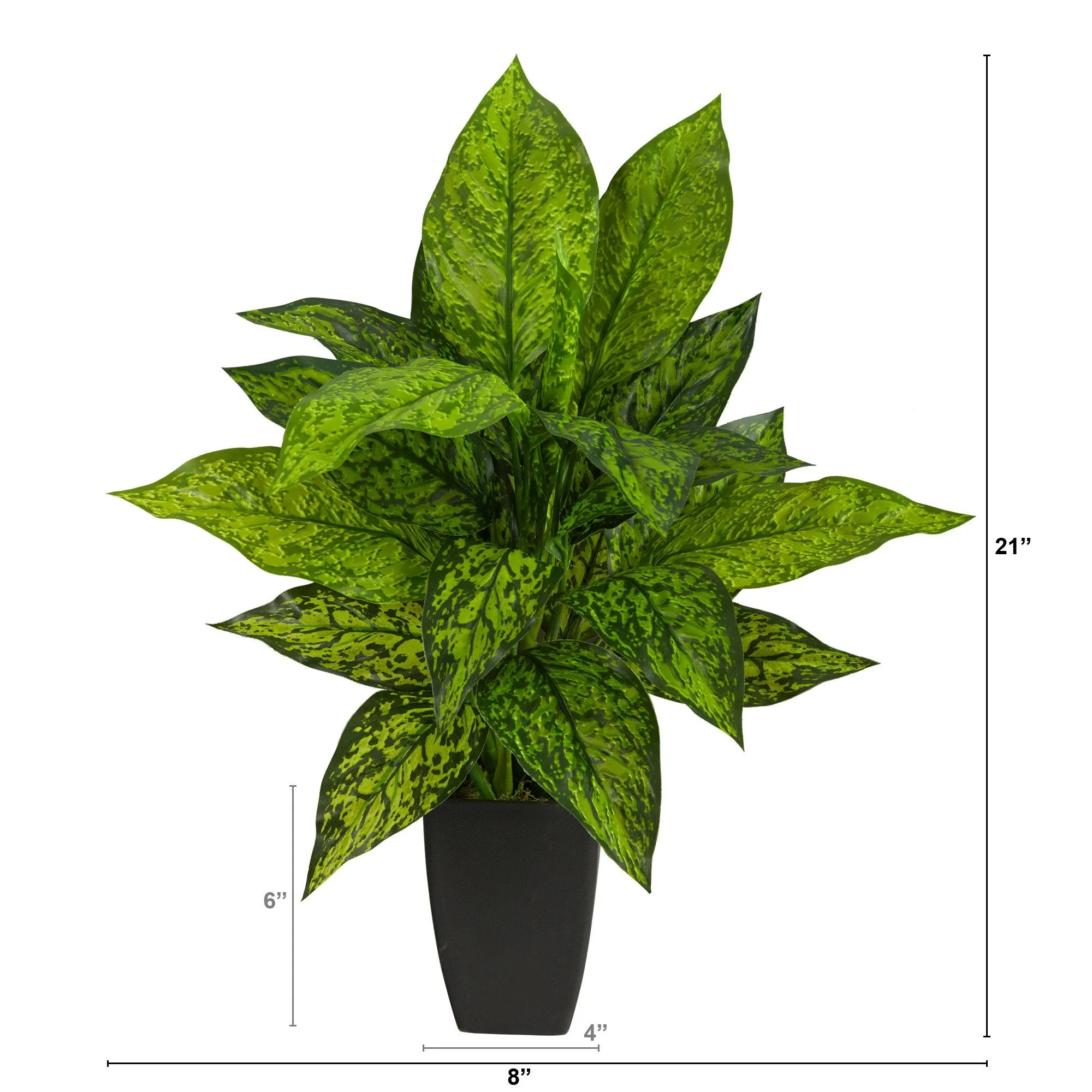 21” Dieffenbachia Artificial Plant in Black Planter - Image 2