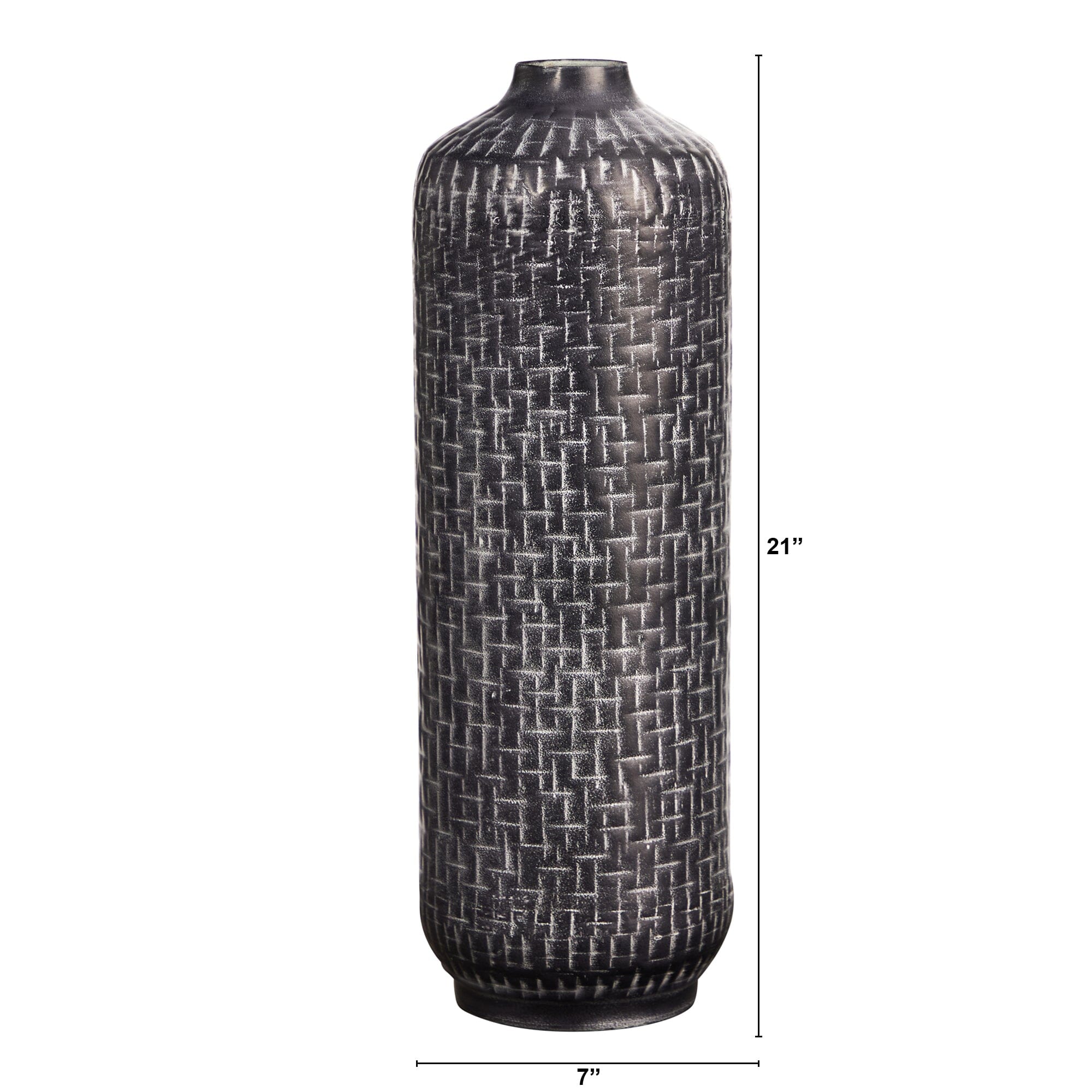 21” Embossed Metal Cylinder Vase - Image 3